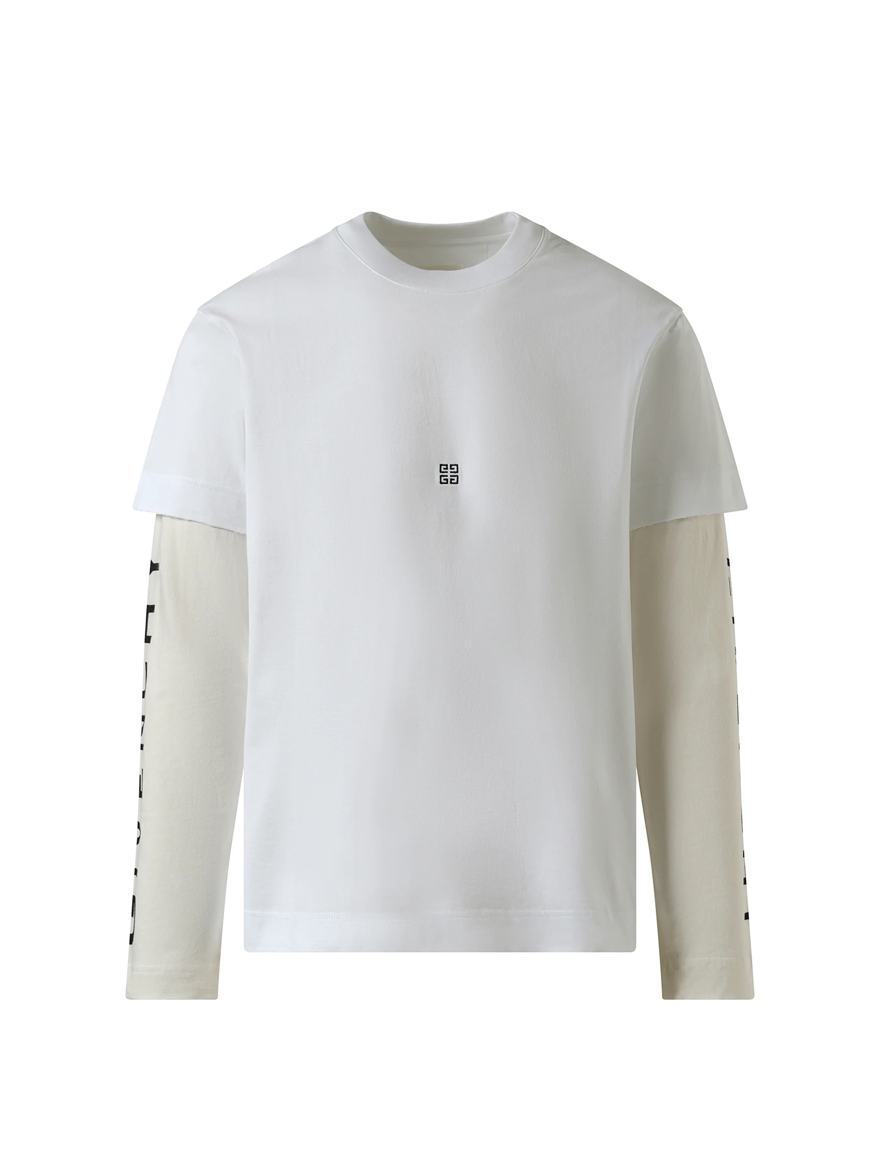 Multi Layer Jersey Long Sleeve T-Shirt in White/Ecru - Image 2