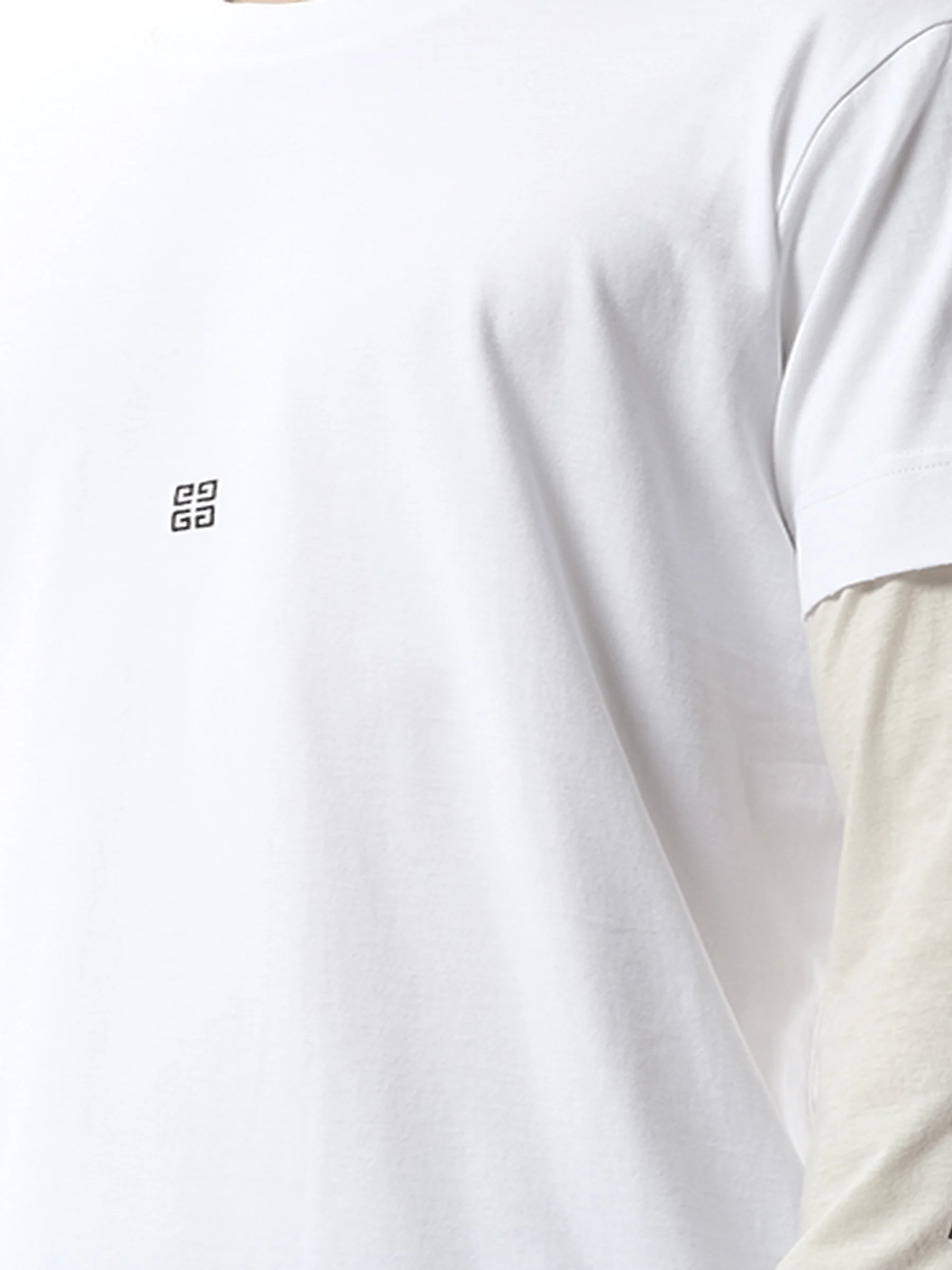 Multi Layer Jersey Long Sleeve T-Shirt in White/Ecru - Image 3