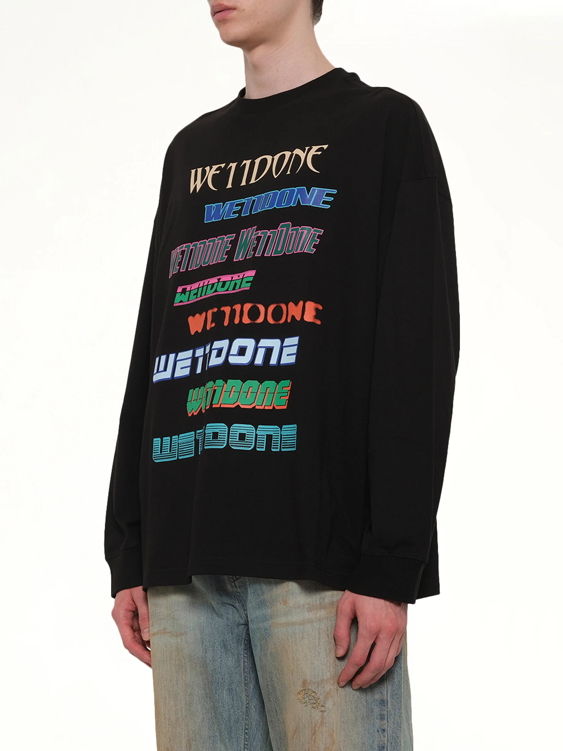 Multi Logo Long Sleeve T-Shirt in Black - Image 3