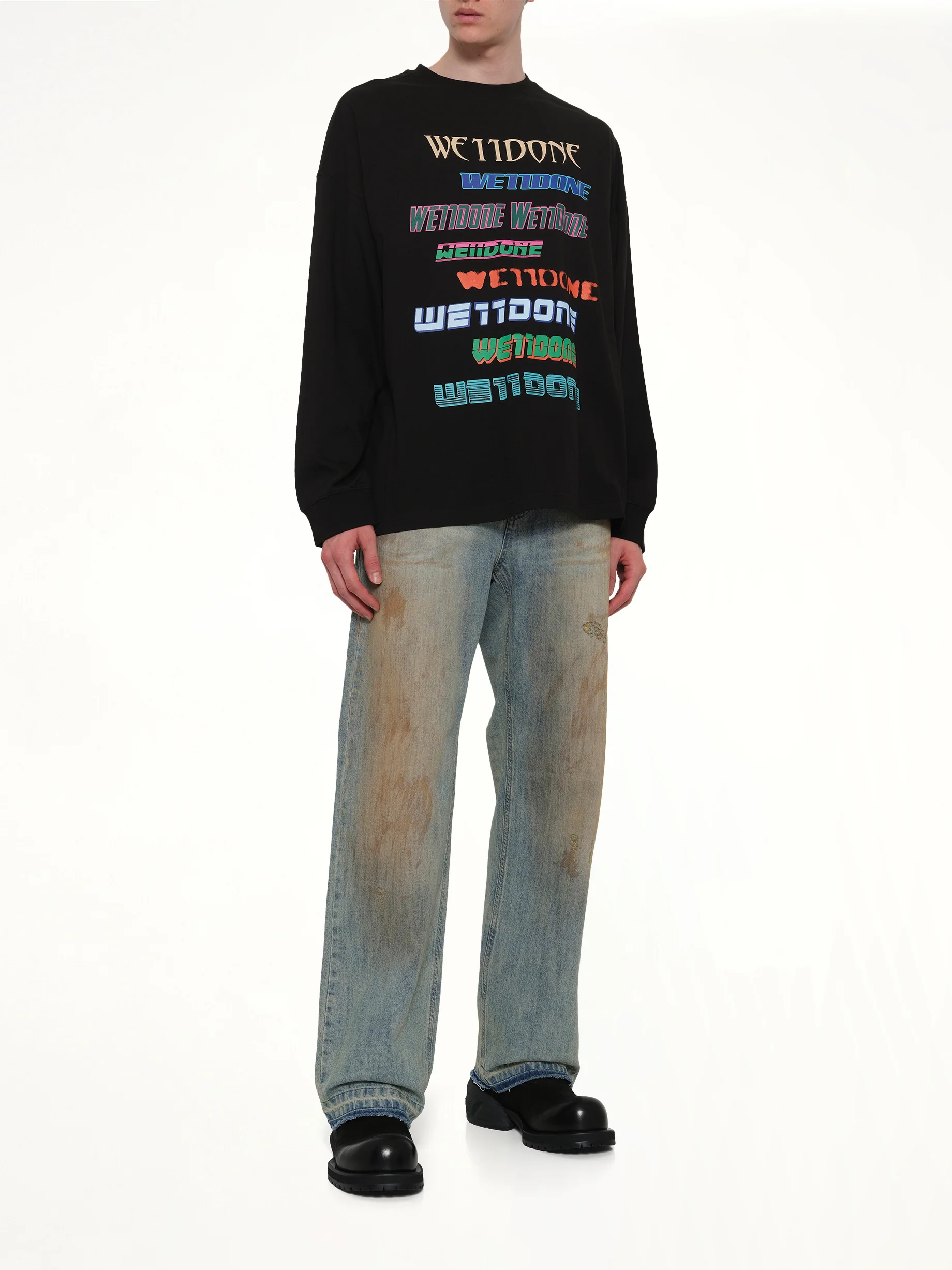 Multi Logo Long Sleeve T-Shirt in Black - Image 4