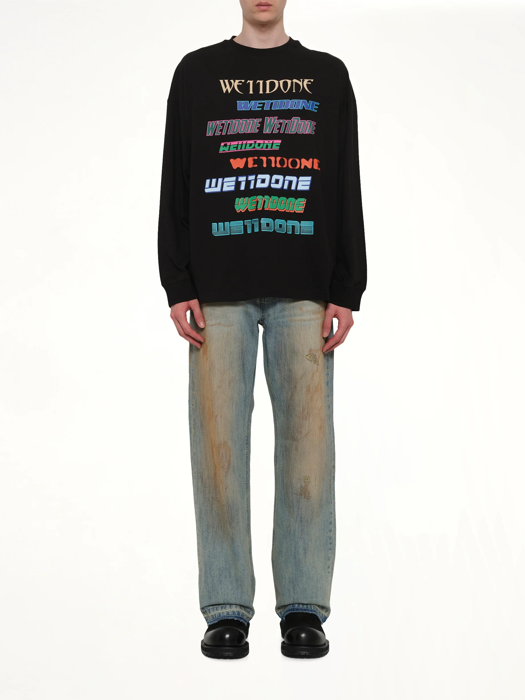 Multi Logo Long Sleeve T-Shirt in Black - Image 7