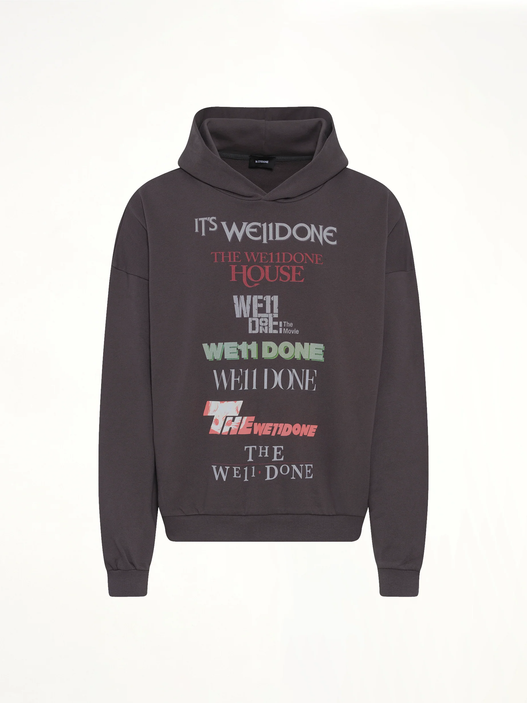 Multi Logo Print Hoodie in Grey - Image 2