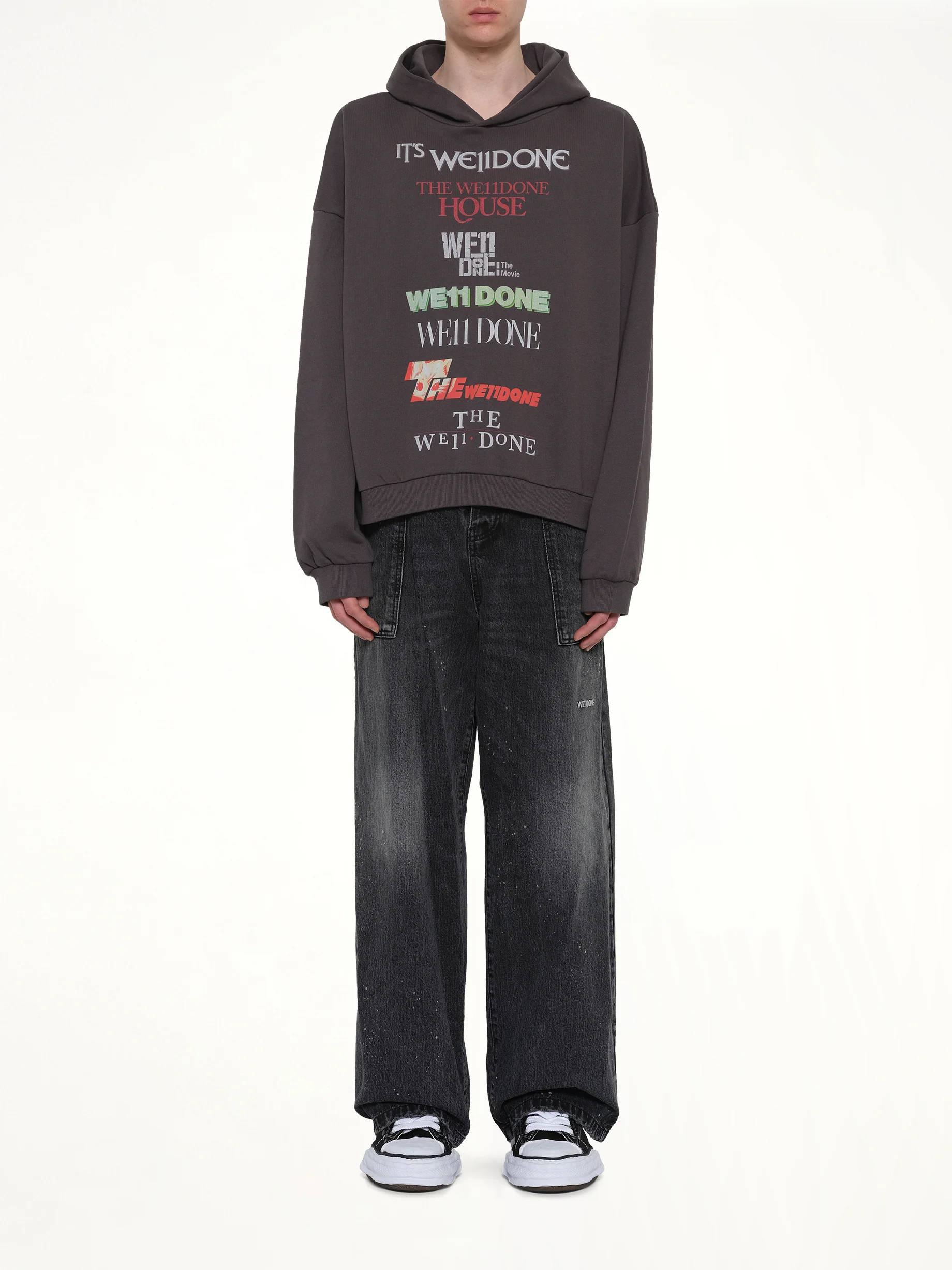 Multi Logo Print Hoodie in Grey - Image 7