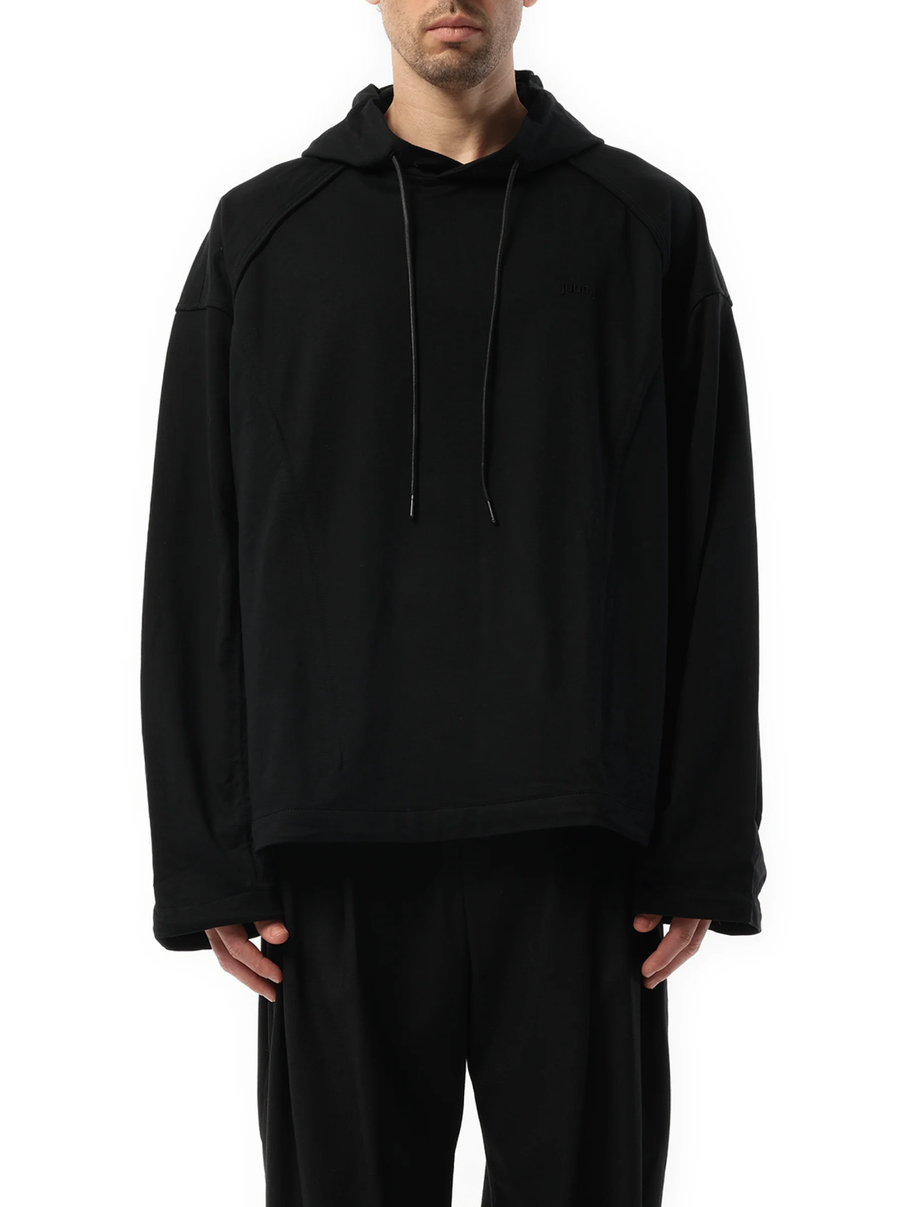 Multi String Over Hoodie in Black