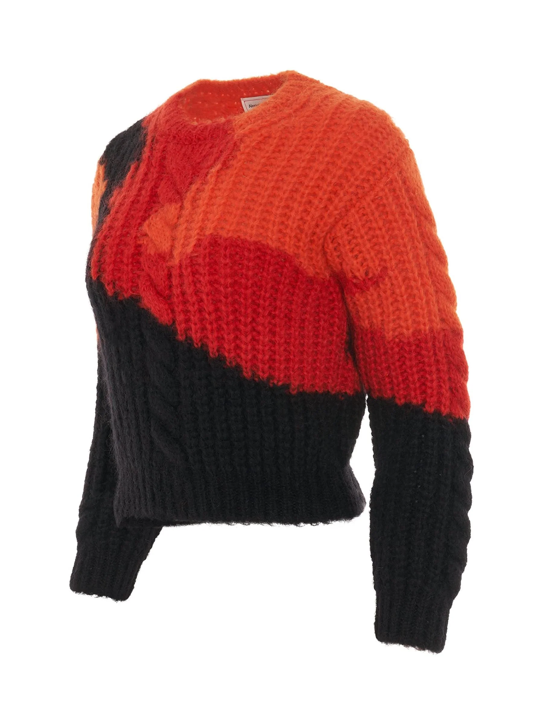 Mohair Crewneck Sweater in Orange/Red/Black - Image 2