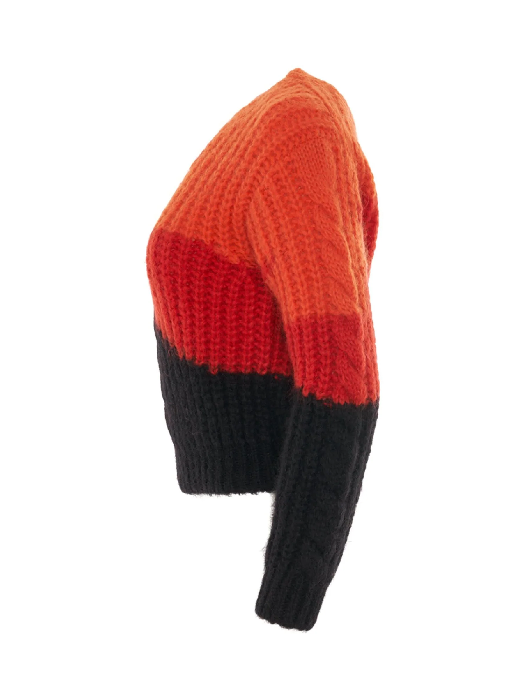 Mohair Crewneck Sweater in Orange/Red/Black - Image 3