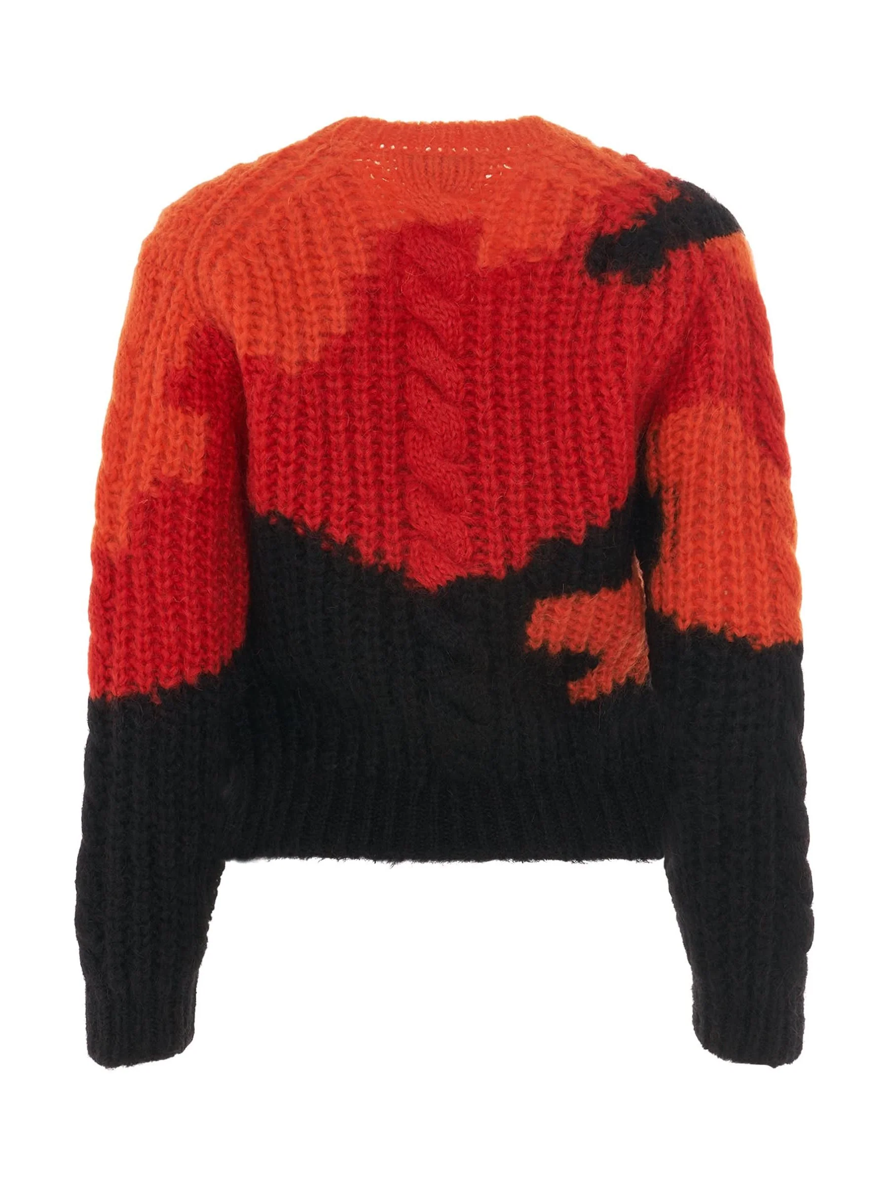 Mohair Crewneck Sweater in Orange/Red/Black - Image 4