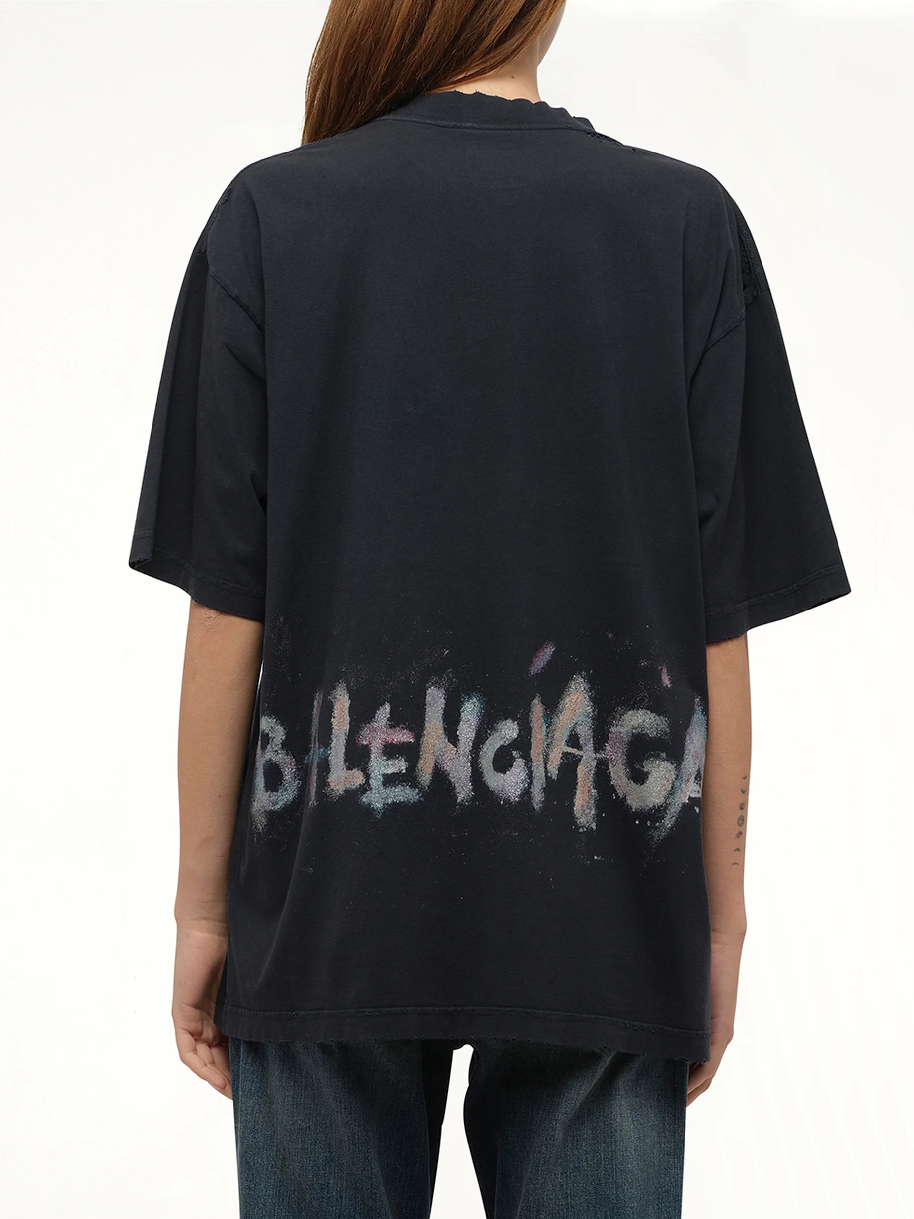 Nail Polish Medium Fit T-Shirt in Faded Washed Black - Image 6