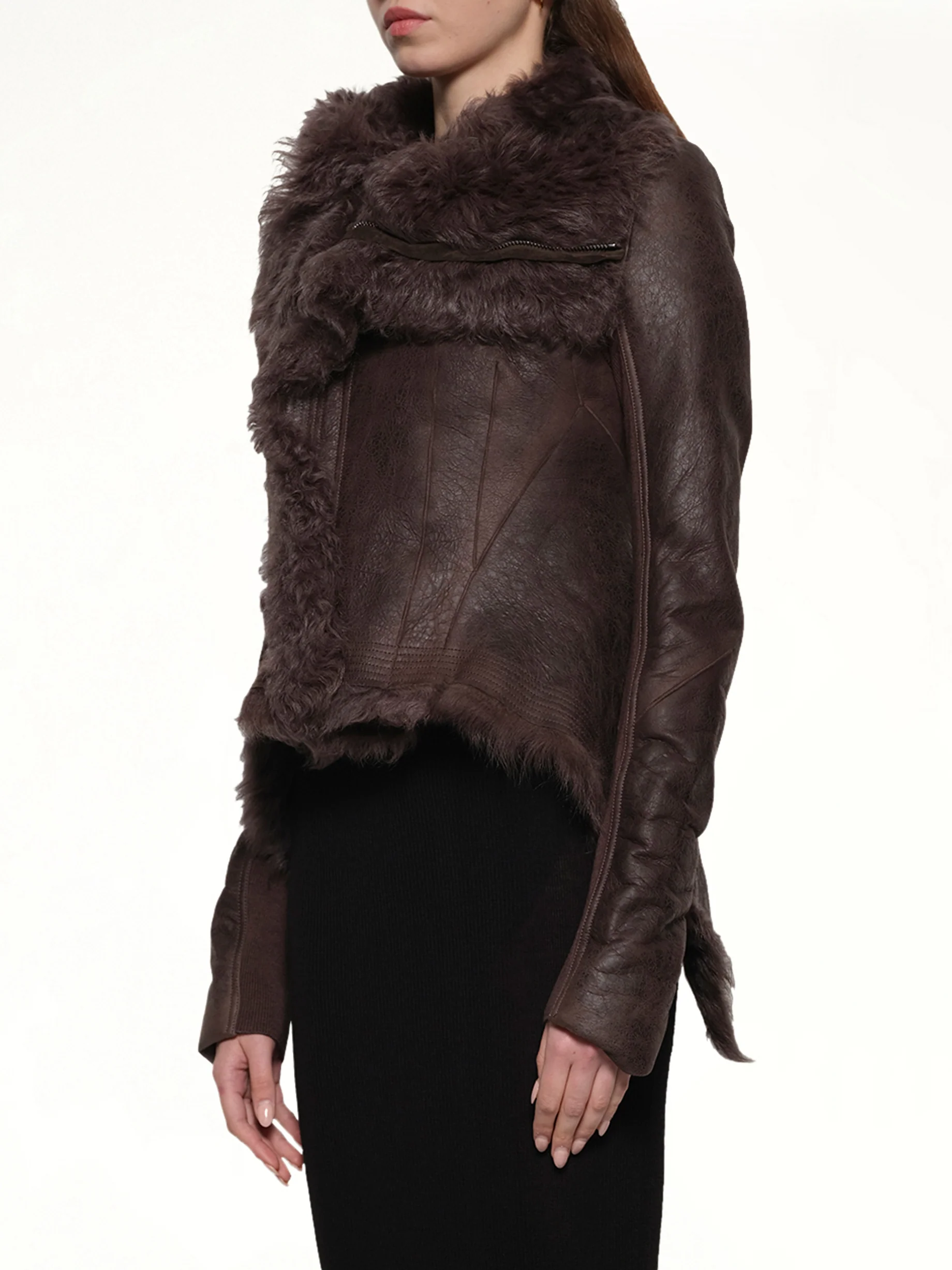 Naska Shearling Fur Jacket in Dark Dust - Image 3