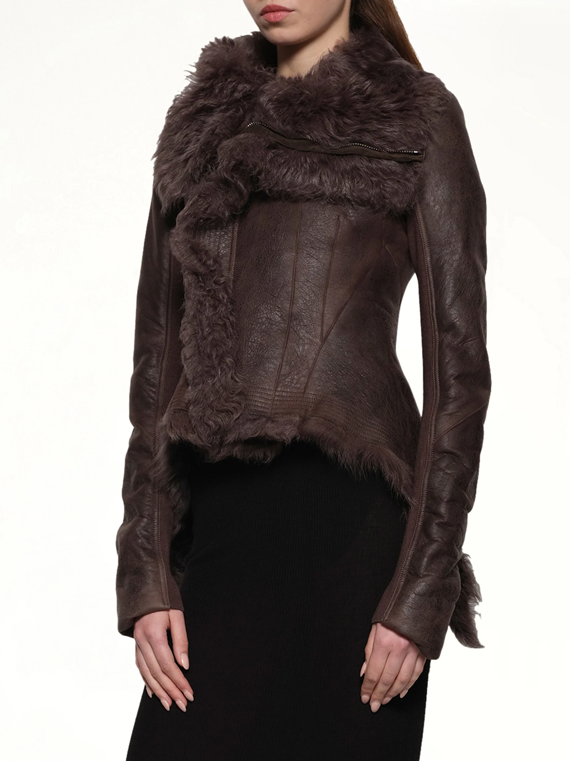 Naska Shearling Fur Jacket in Dark Dust - Image 6