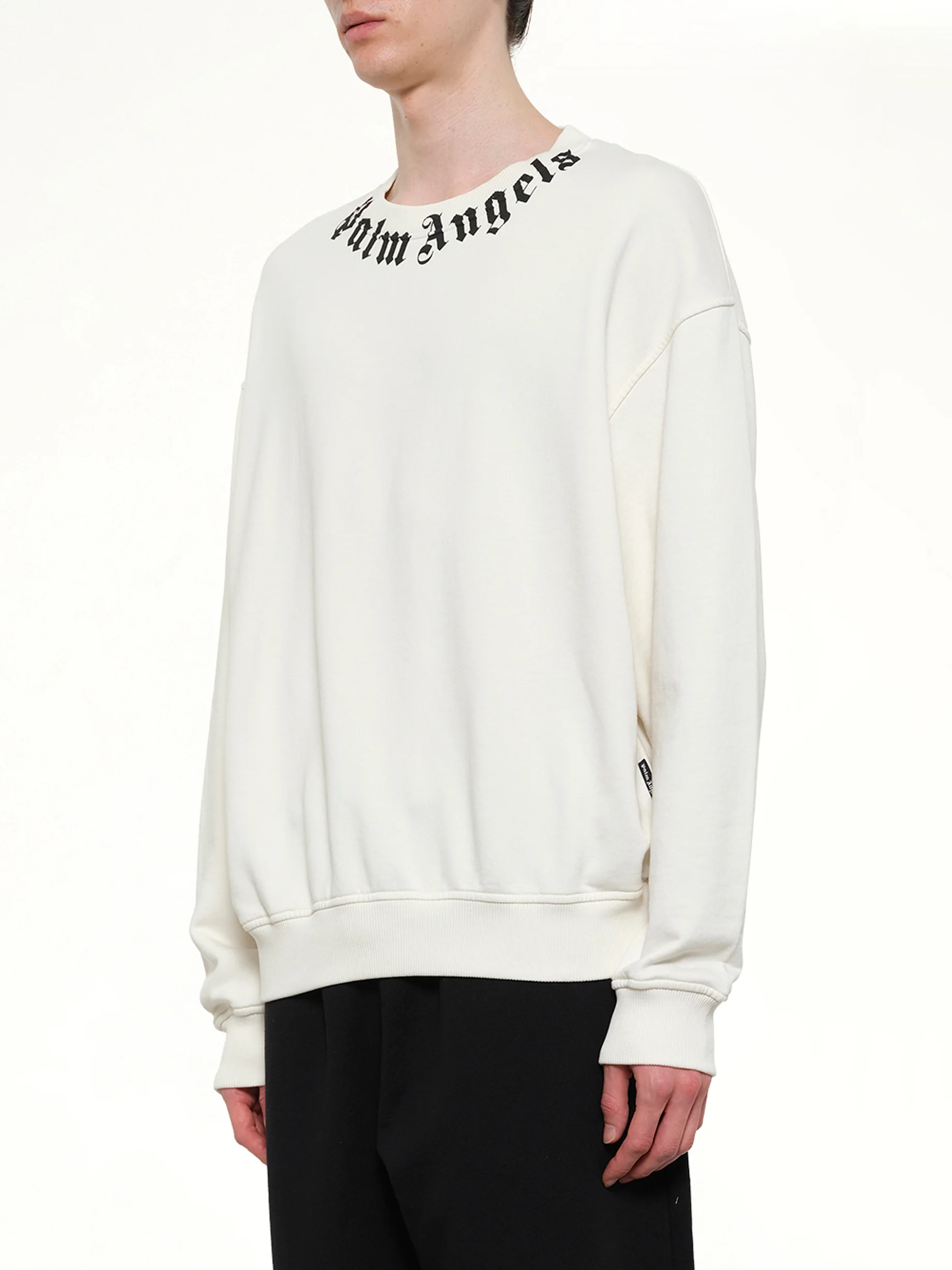 Neck Logo Regular Sweatshirt in Off White/Black - Image 3