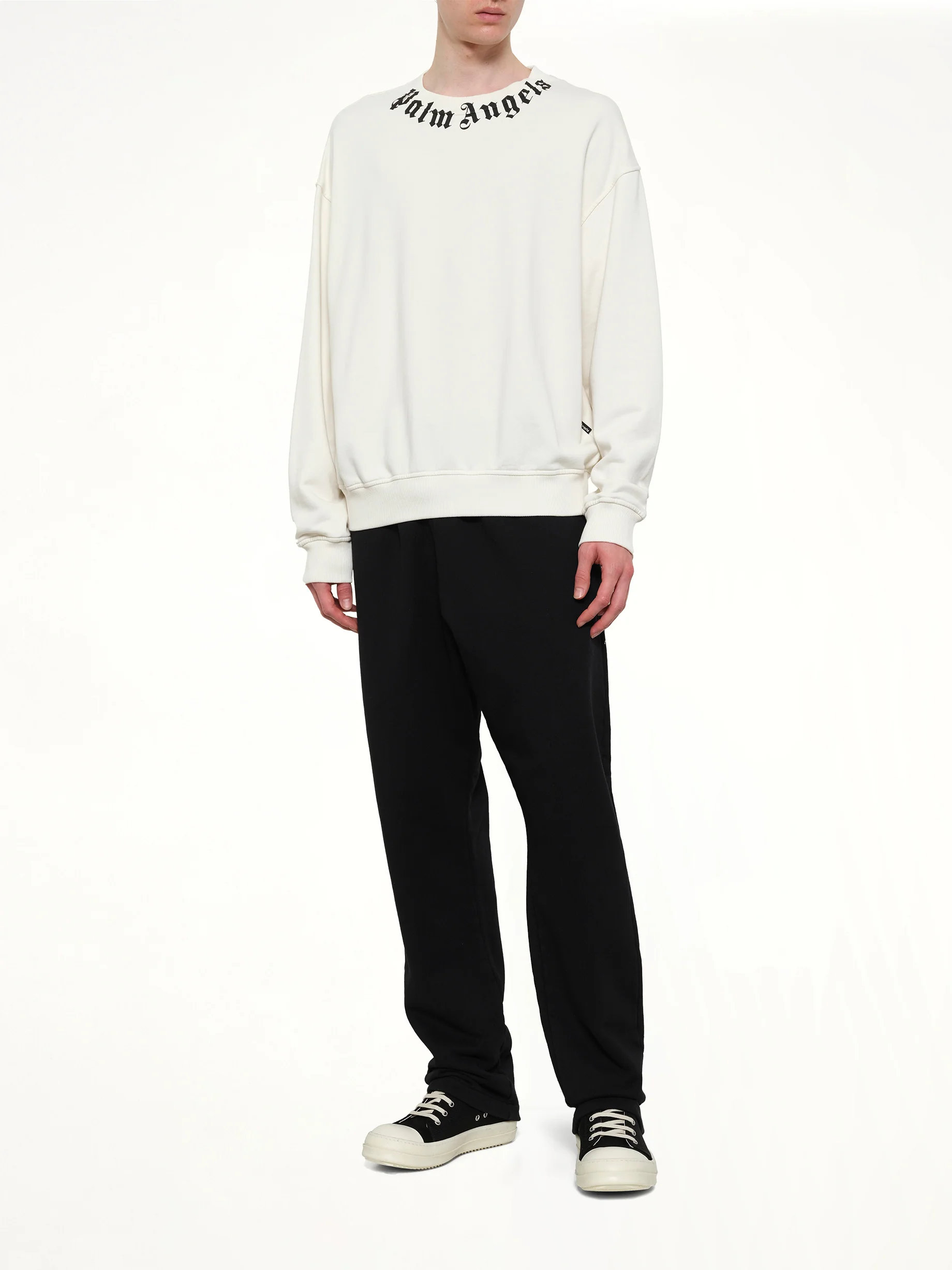 Neck Logo Regular Sweatshirt in Off White/Black - Image 4