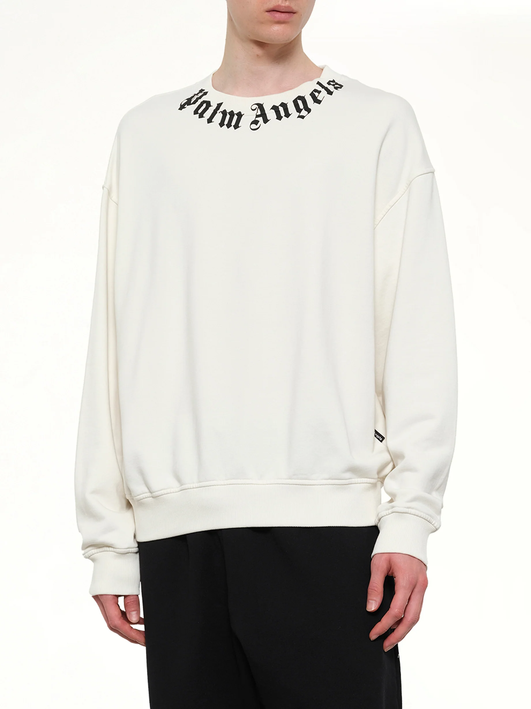 Neck Logo Regular Sweatshirt in Off White/Black - Image 6