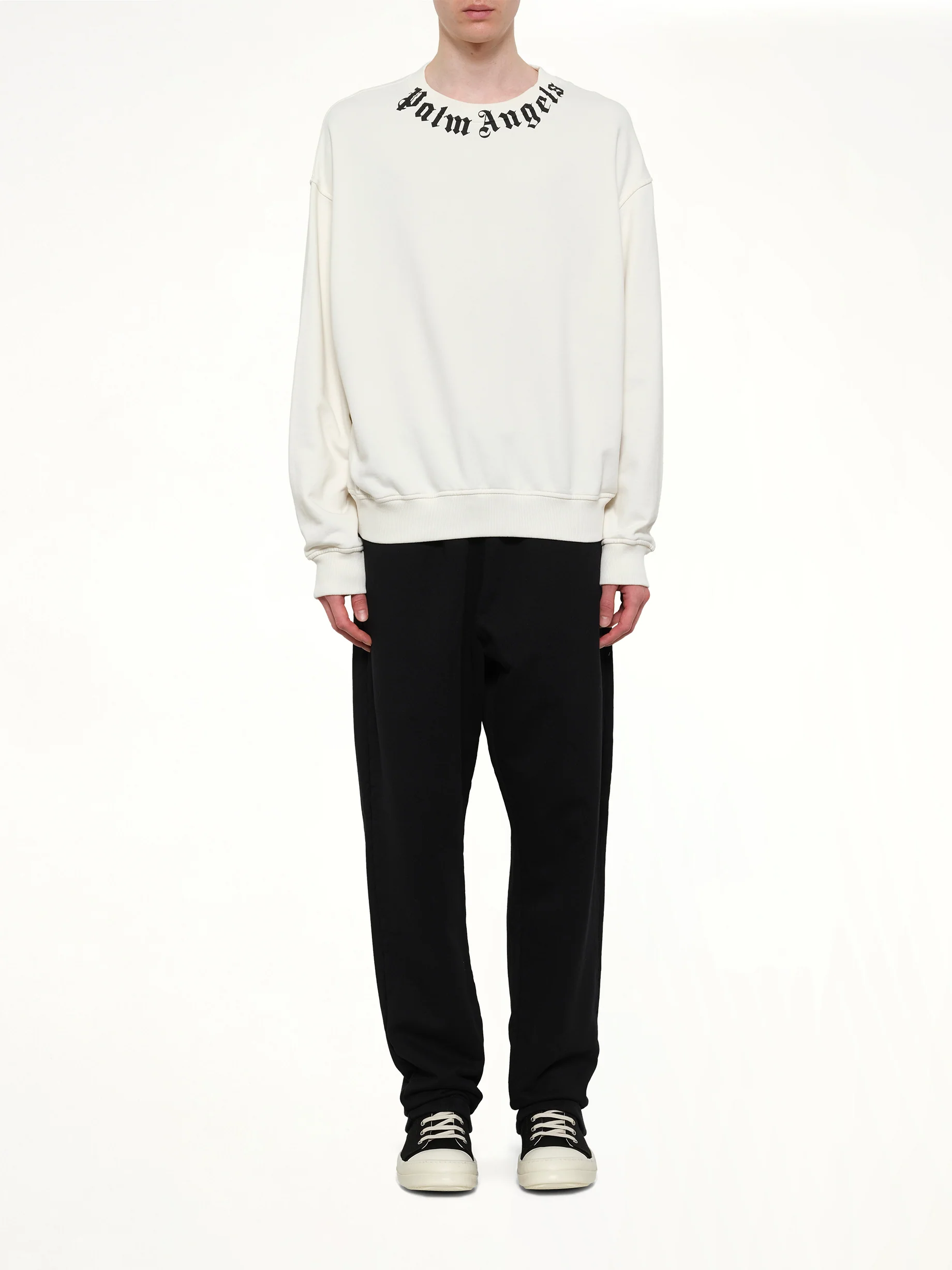Neck Logo Regular Sweatshirt in Off White/Black - Image 7