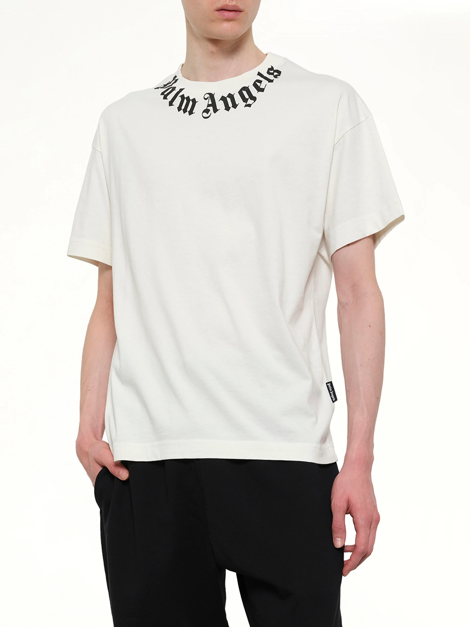 Neck Logo Regular T-Shirt in Off White/Black - Image 6