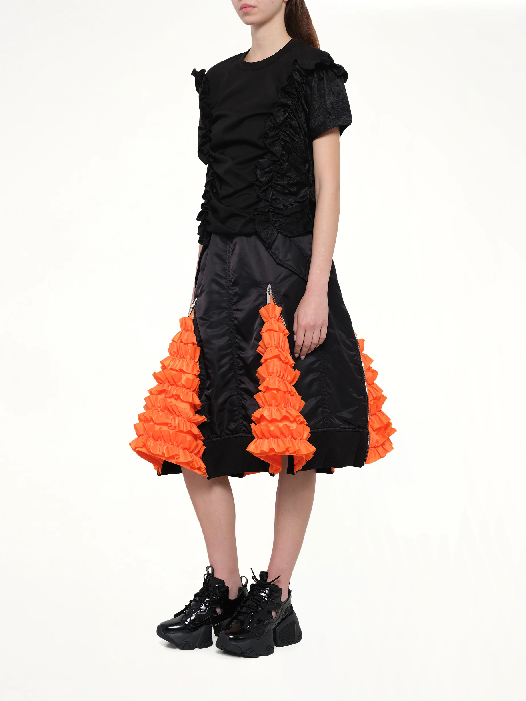 Noir Kei Ninomiya Nylon Twill Skirt in Black - Image 4