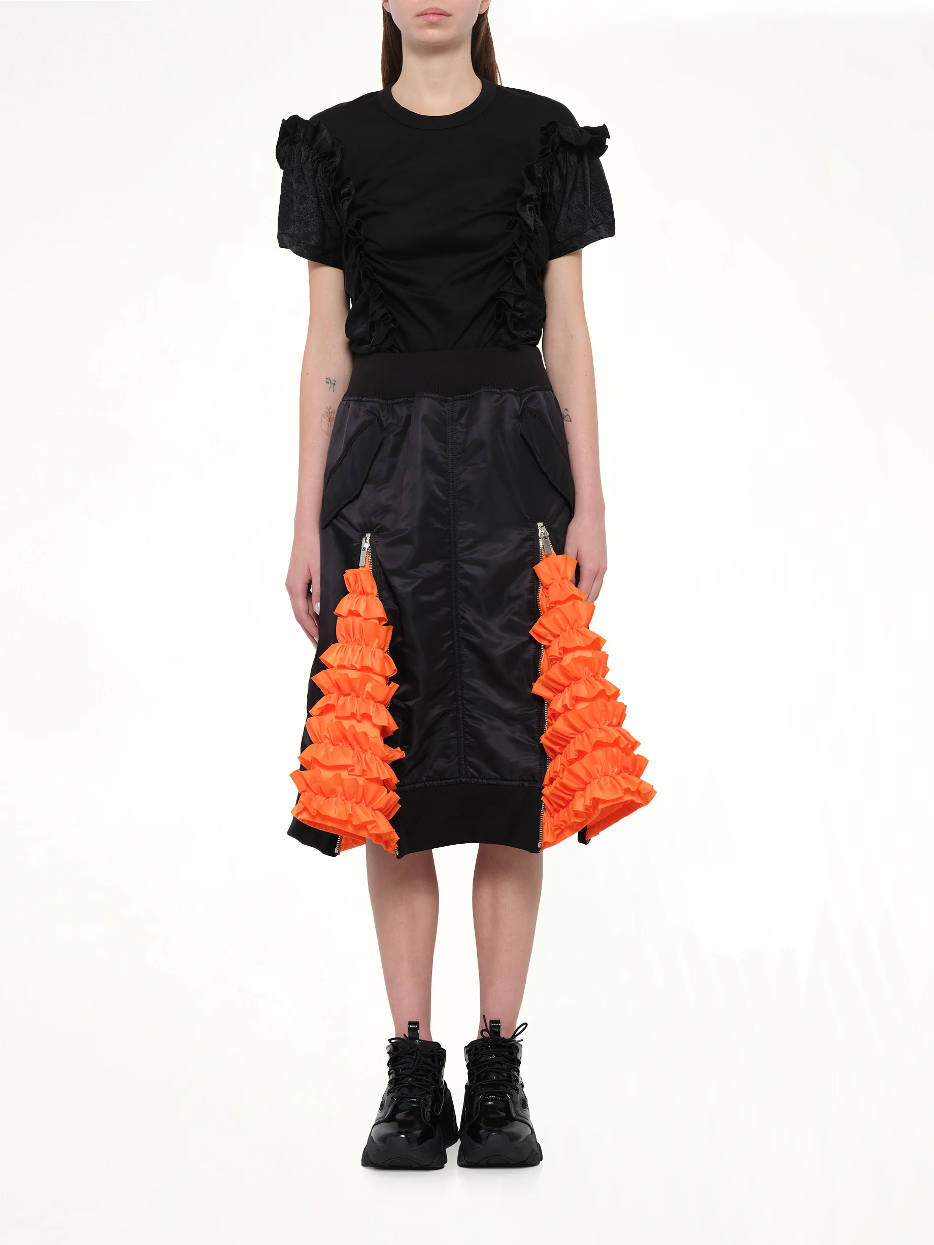 Noir Kei Ninomiya Nylon Twill Skirt in Black - Image 7