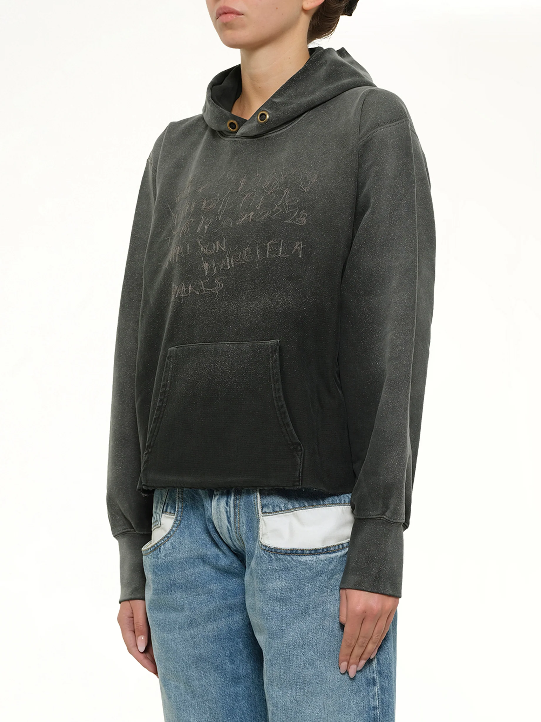 Number Hoodie in Washed Black - Image 3