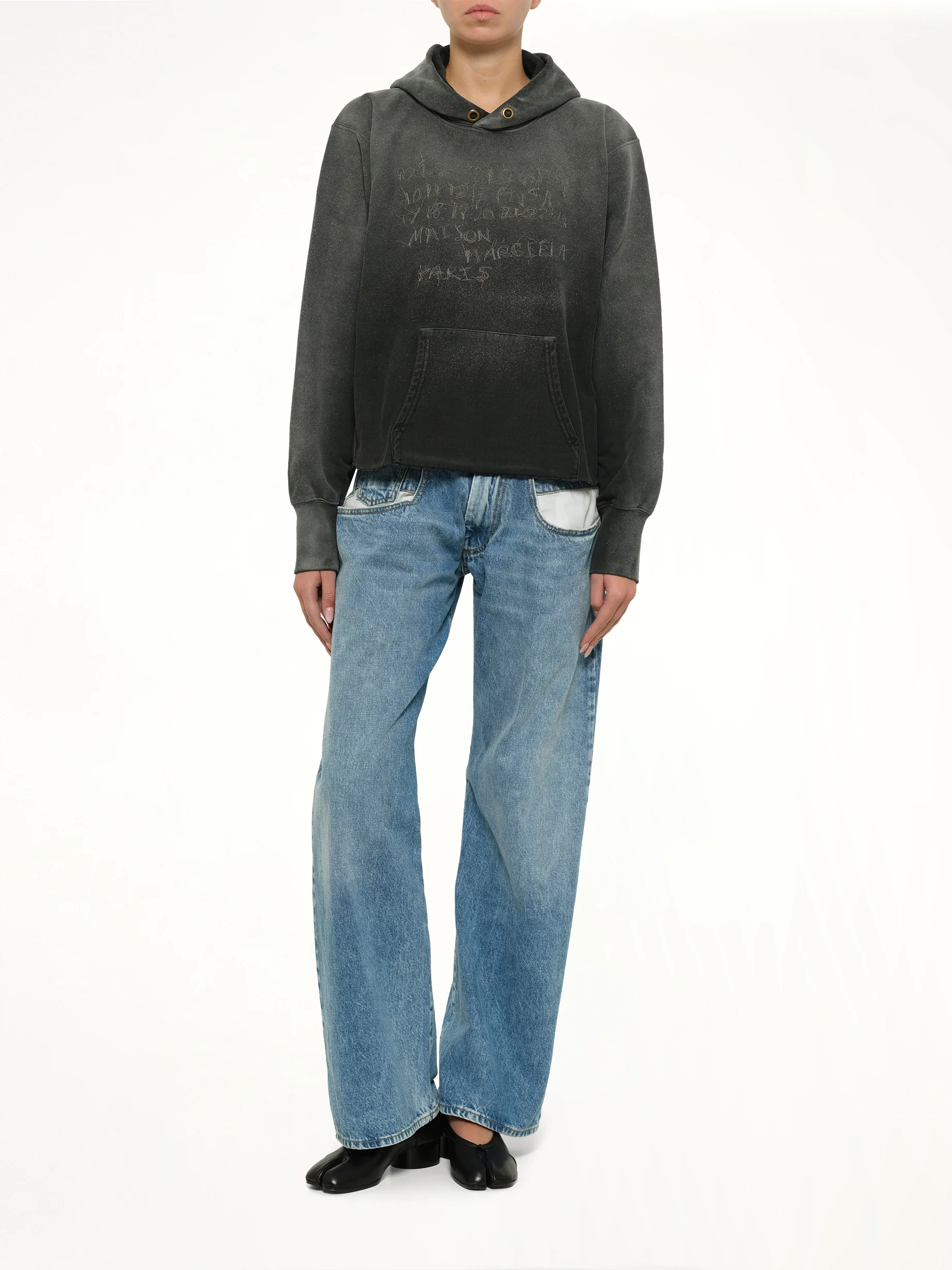 Number Hoodie in Washed Black - Image 4