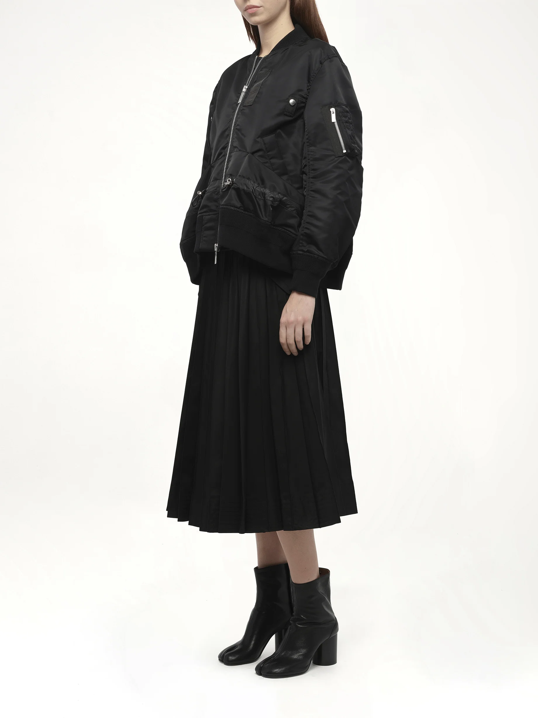 Nylon Twill Blouson with Drawstring in Black - Image 4