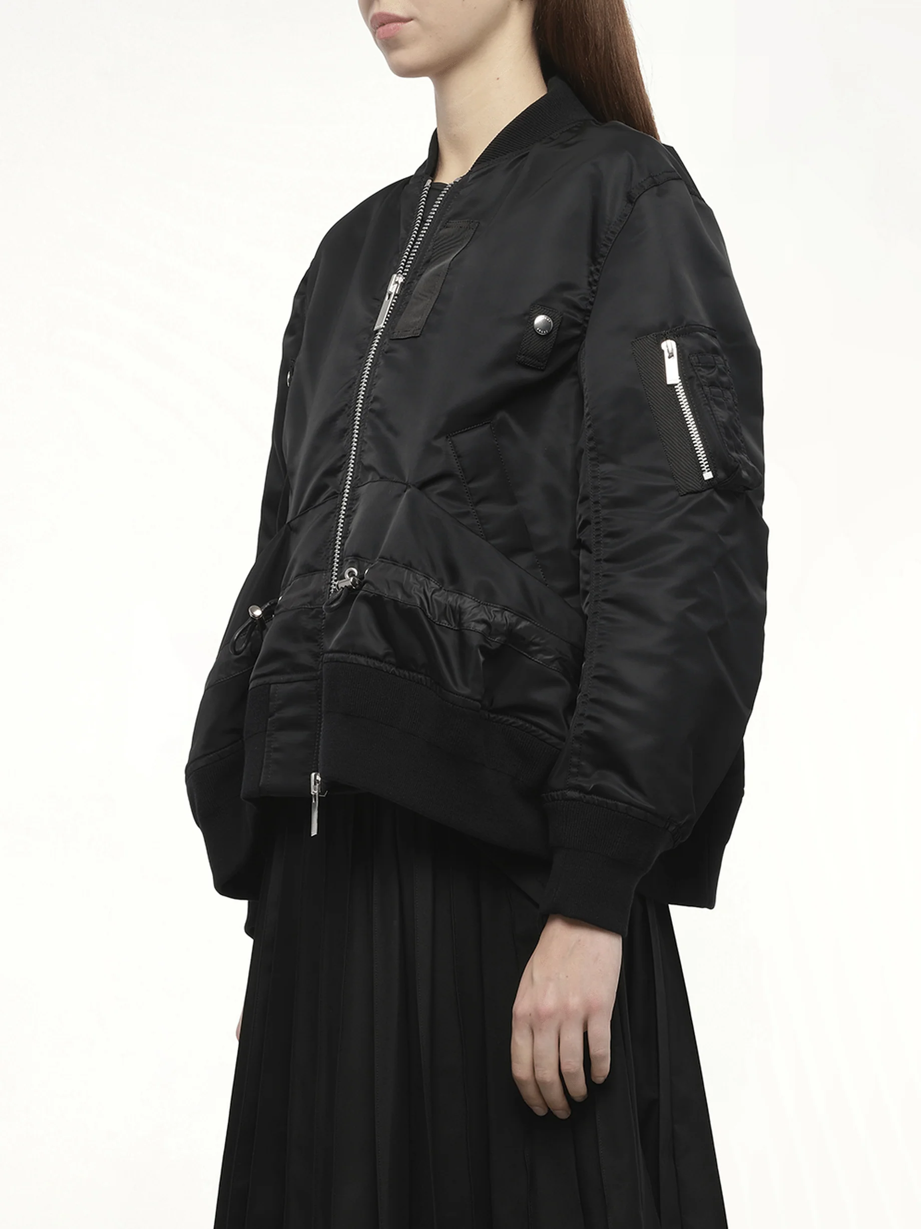 Nylon Twill Blouson with Drawstring in Black - Image 5