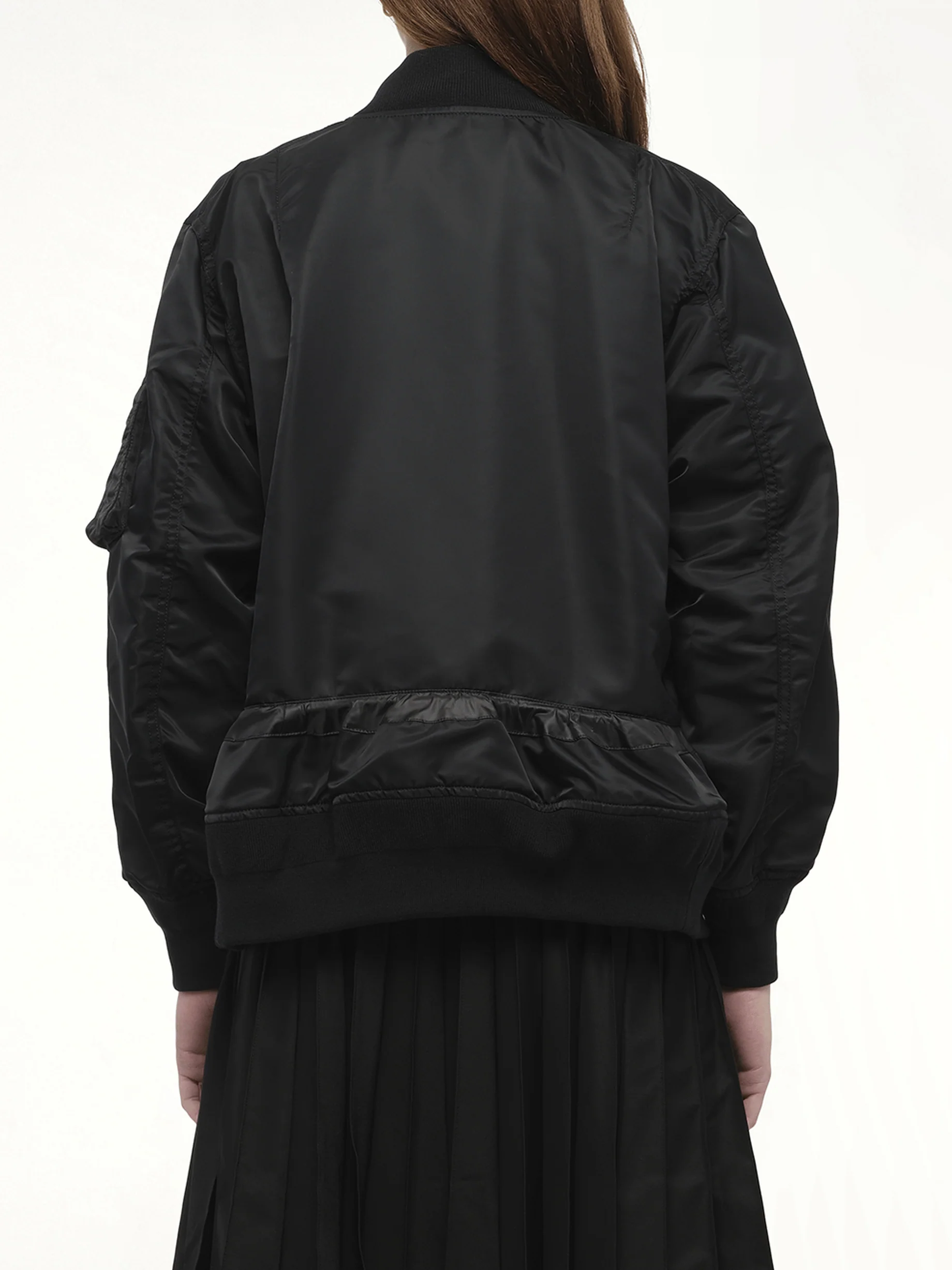 Nylon Twill Blouson with Drawstring in Black - Image 6