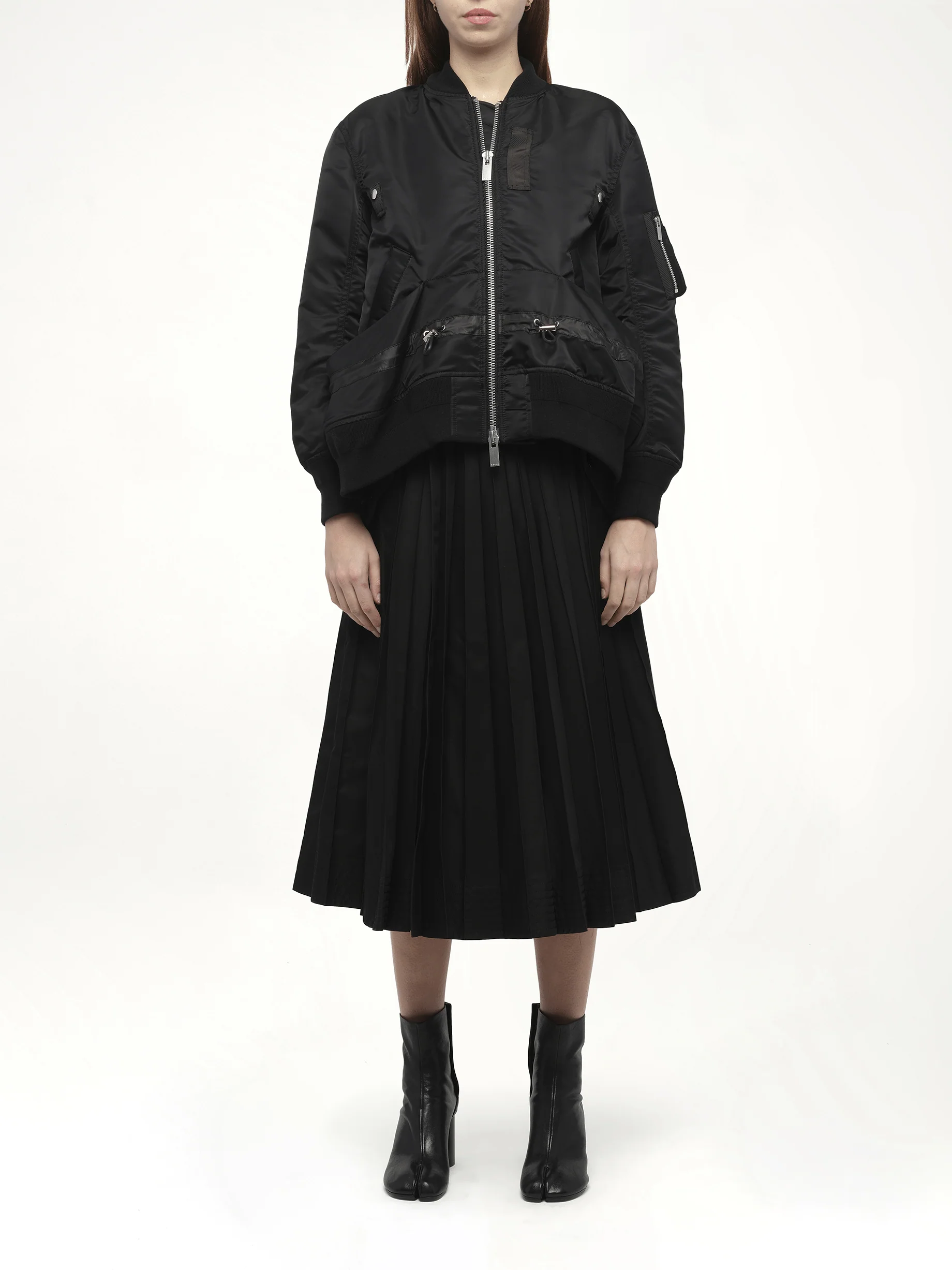Nylon Twill Blouson with Drawstring in Black - Image 7