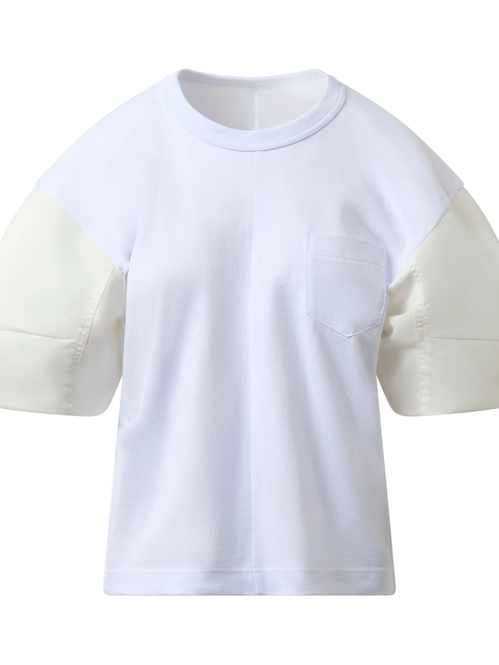 Nylon Twill Cotton Jersey T-Shirt in Off White - Image 2