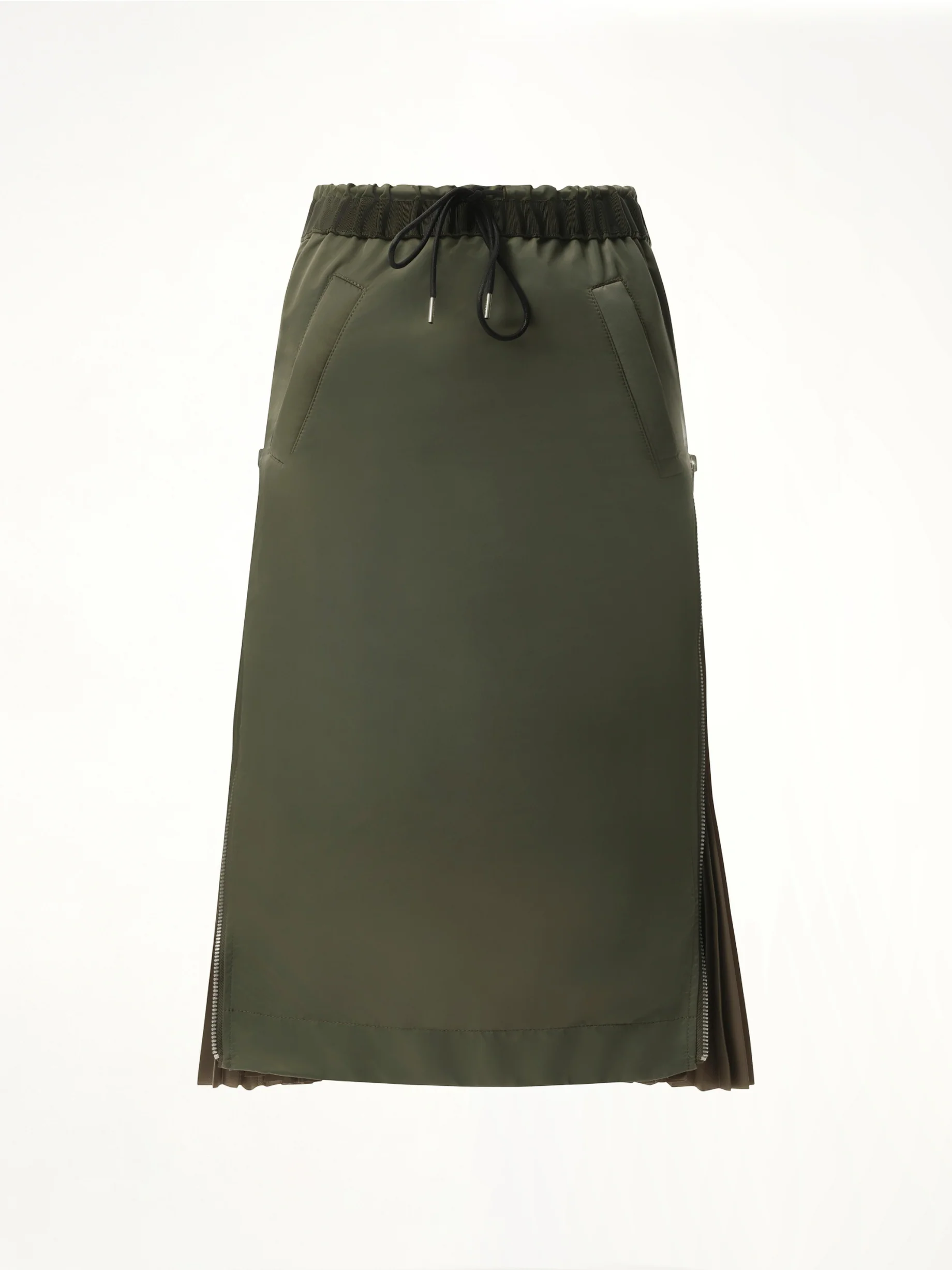 Nylon Twill Skirt in Khaki - Image 2