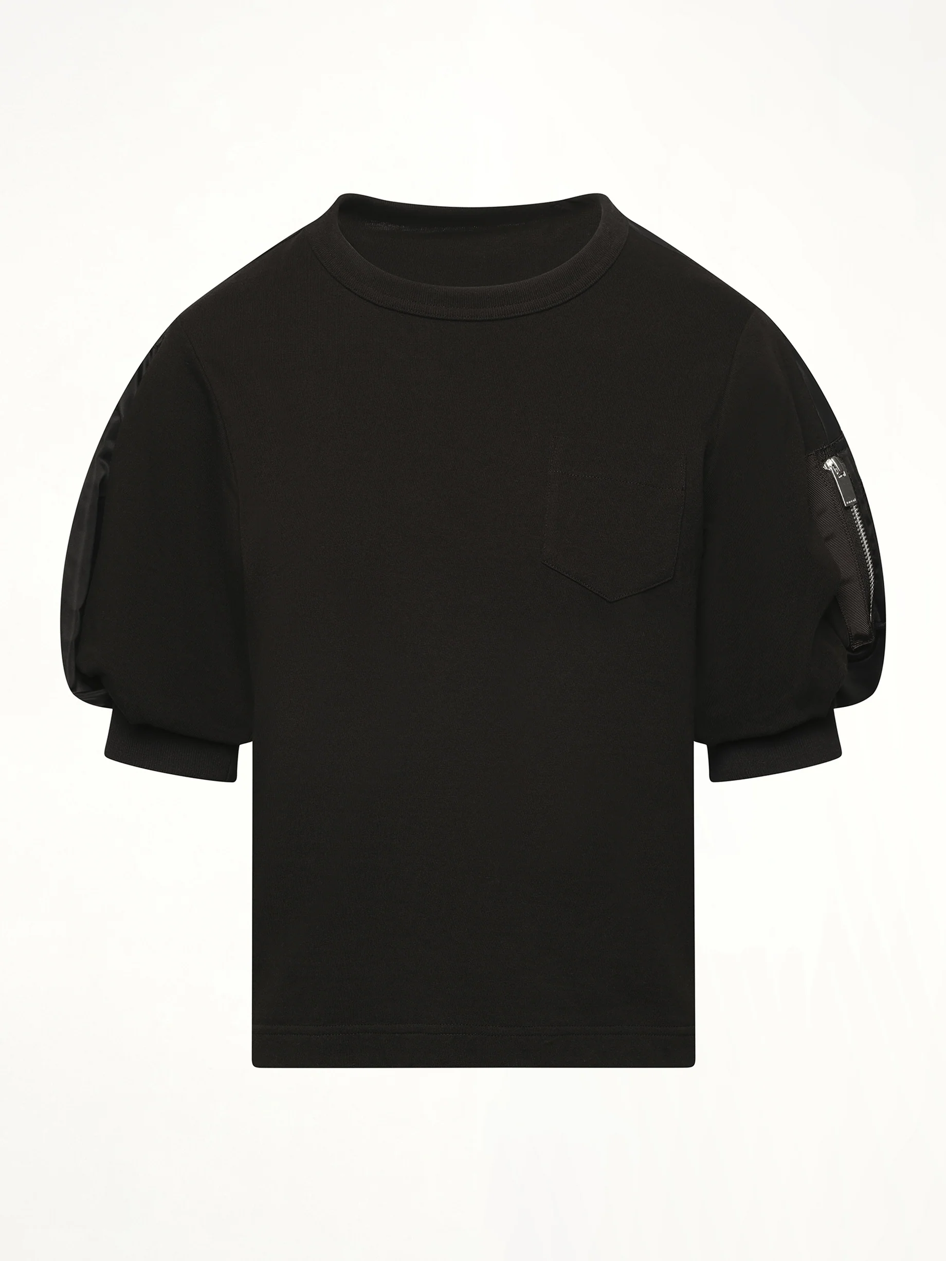 Nylon Twill x Cotton Jersey T-Shirt in Black/Black - Image 2
