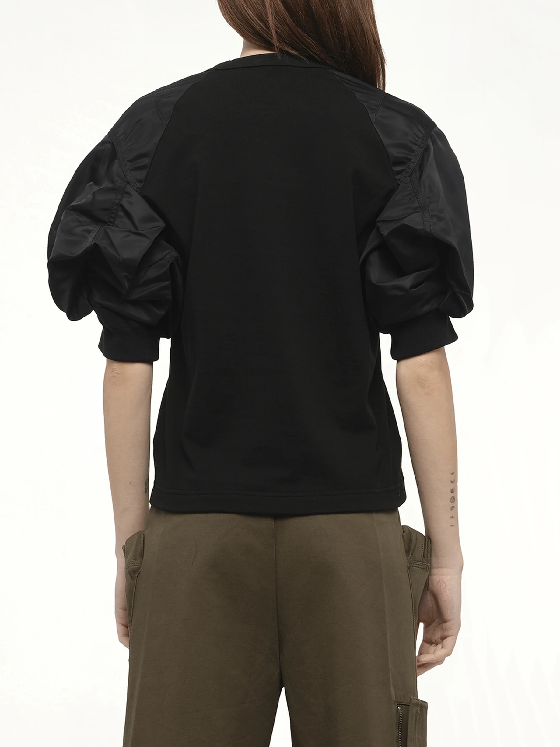 Nylon Twill x Cotton Jersey T-Shirt in Black/Black - Image 6