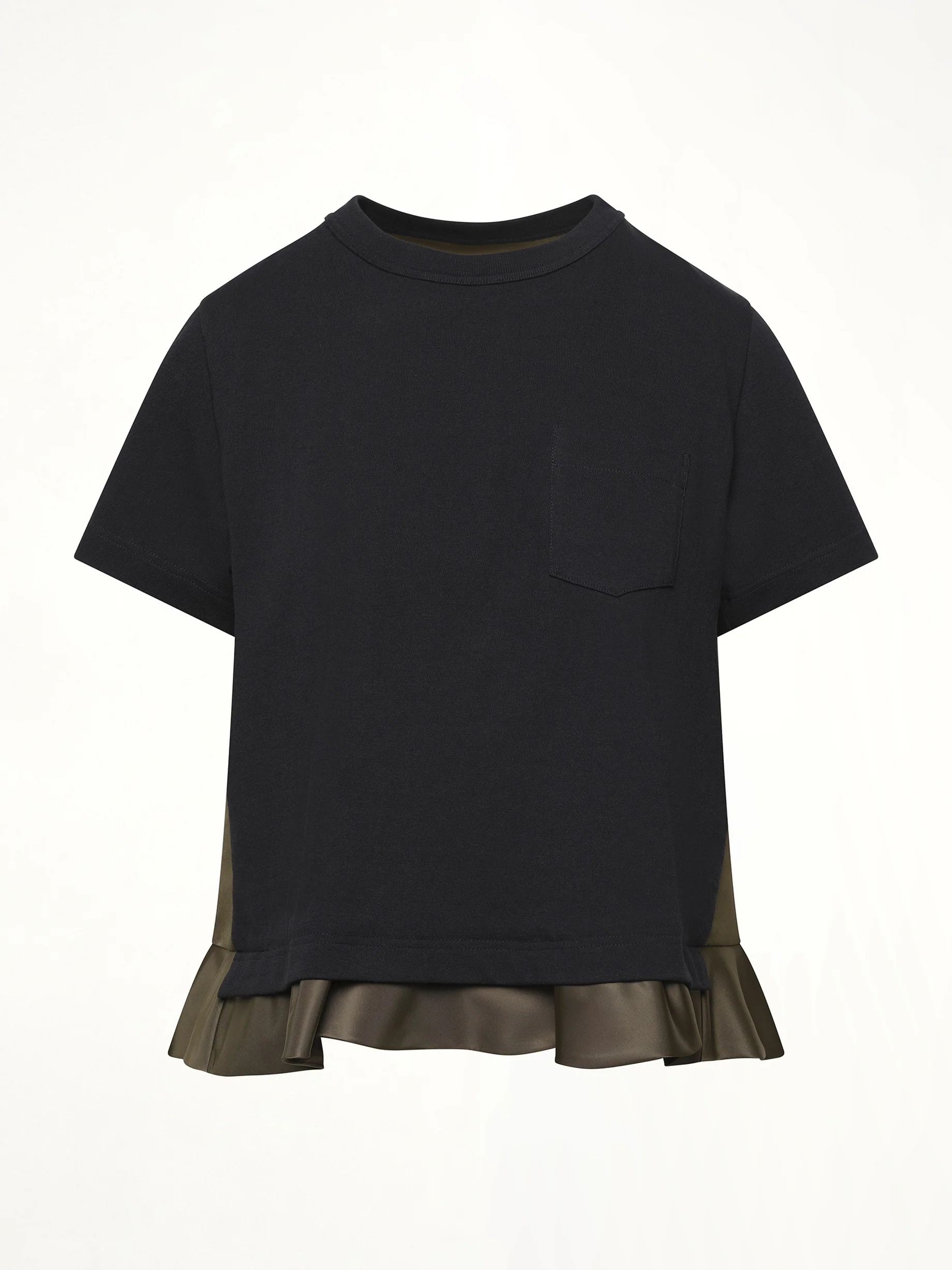 Nylon Twill x Cotton Jersey T-Shirt in Navy/Dark Khaki - Image 2