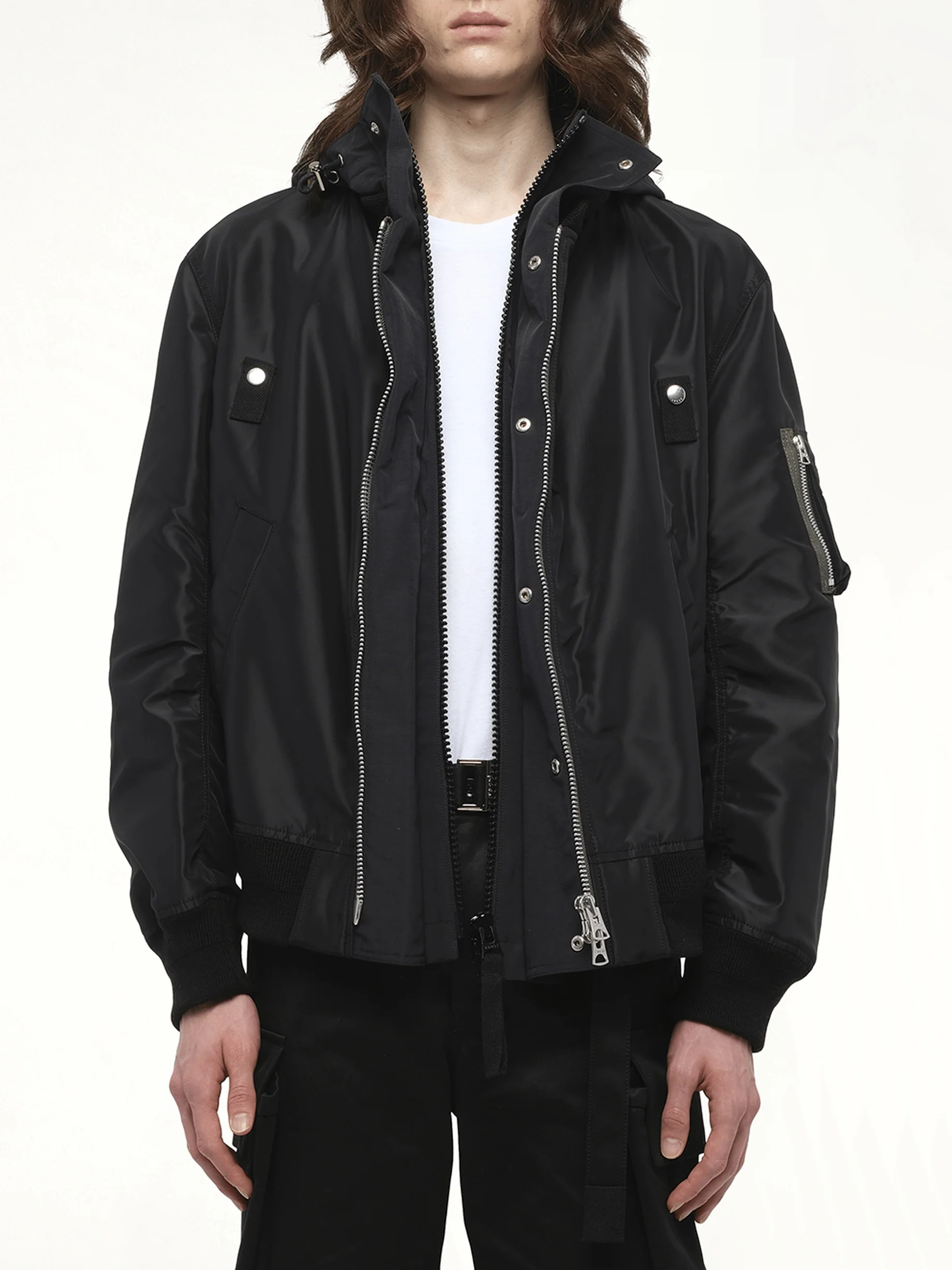 Nylon Twill x Grosgrain Blouson in Black
