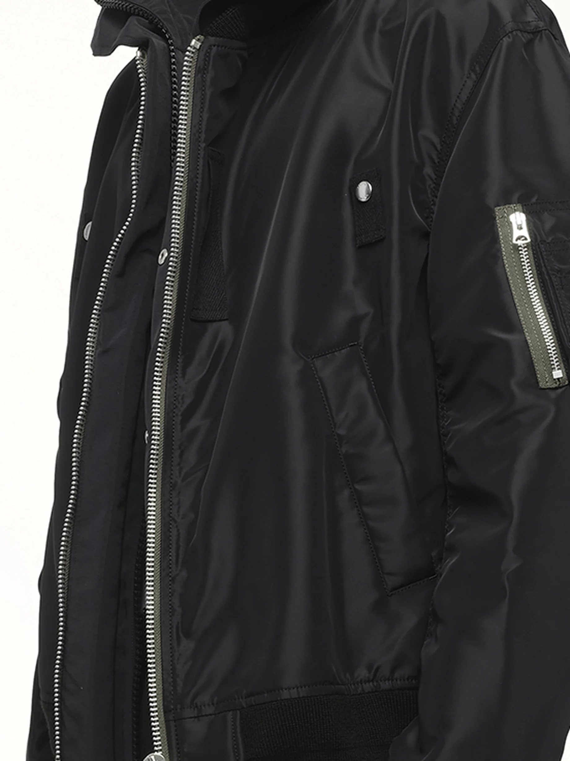 Nylon Twill x Grosgrain Blouson in Black - Image 3
