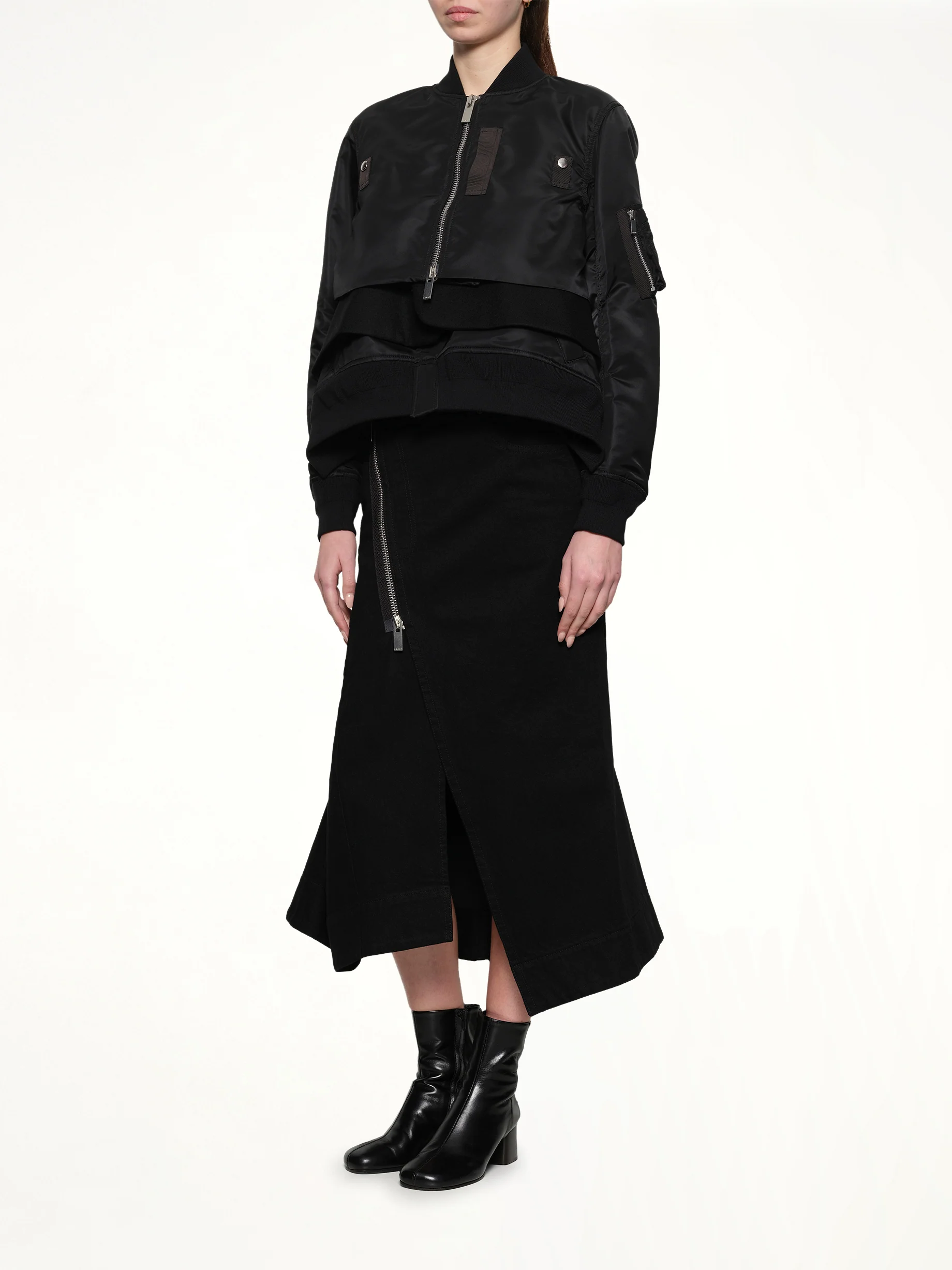 Nylon Twill x Wool Melton Blouson in Black - Image 4