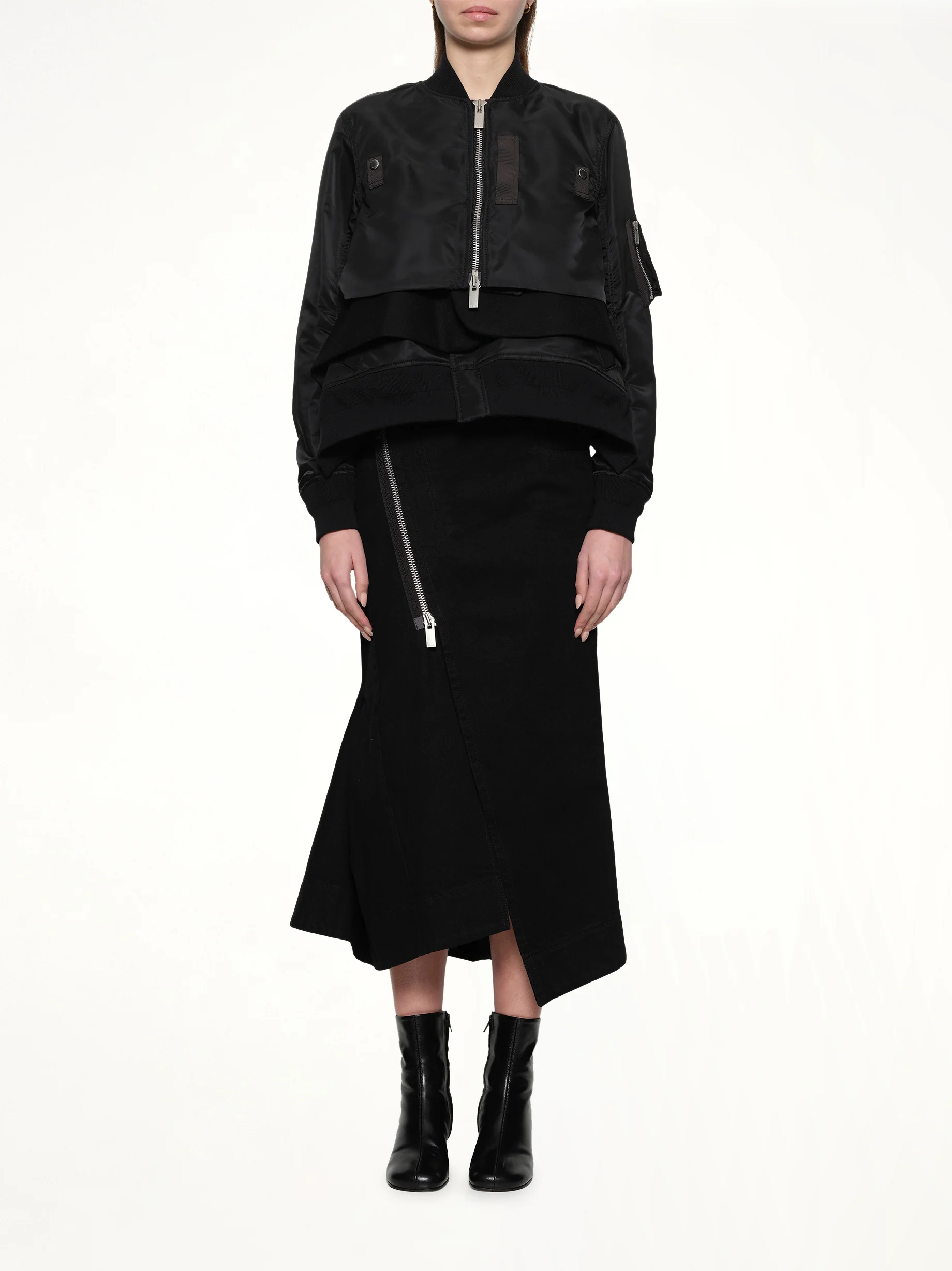 Nylon Twill x Wool Melton Blouson in Black - Image 7