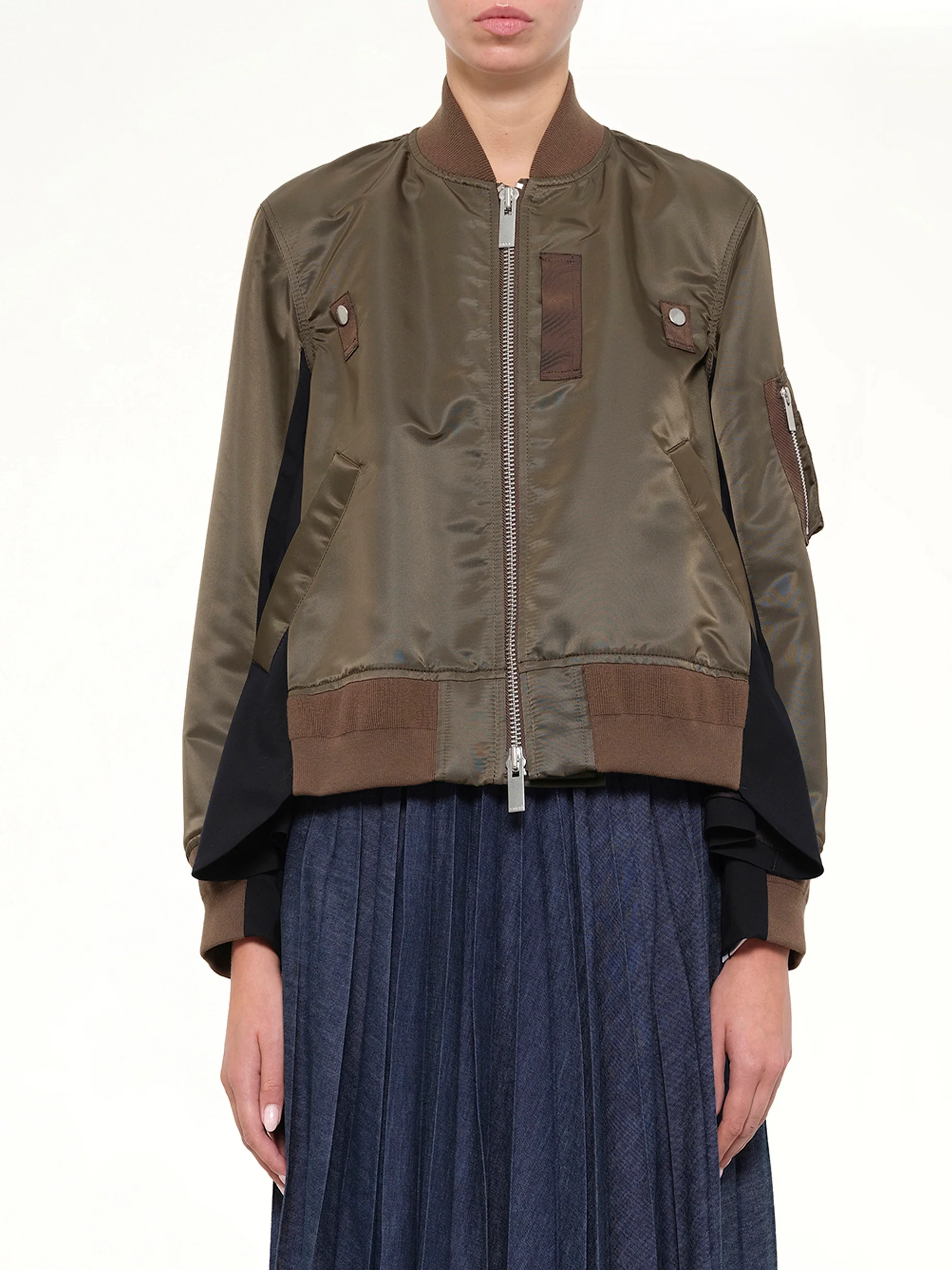 Nylon Twill x Wool Suiting Blouson in Dark Khaki