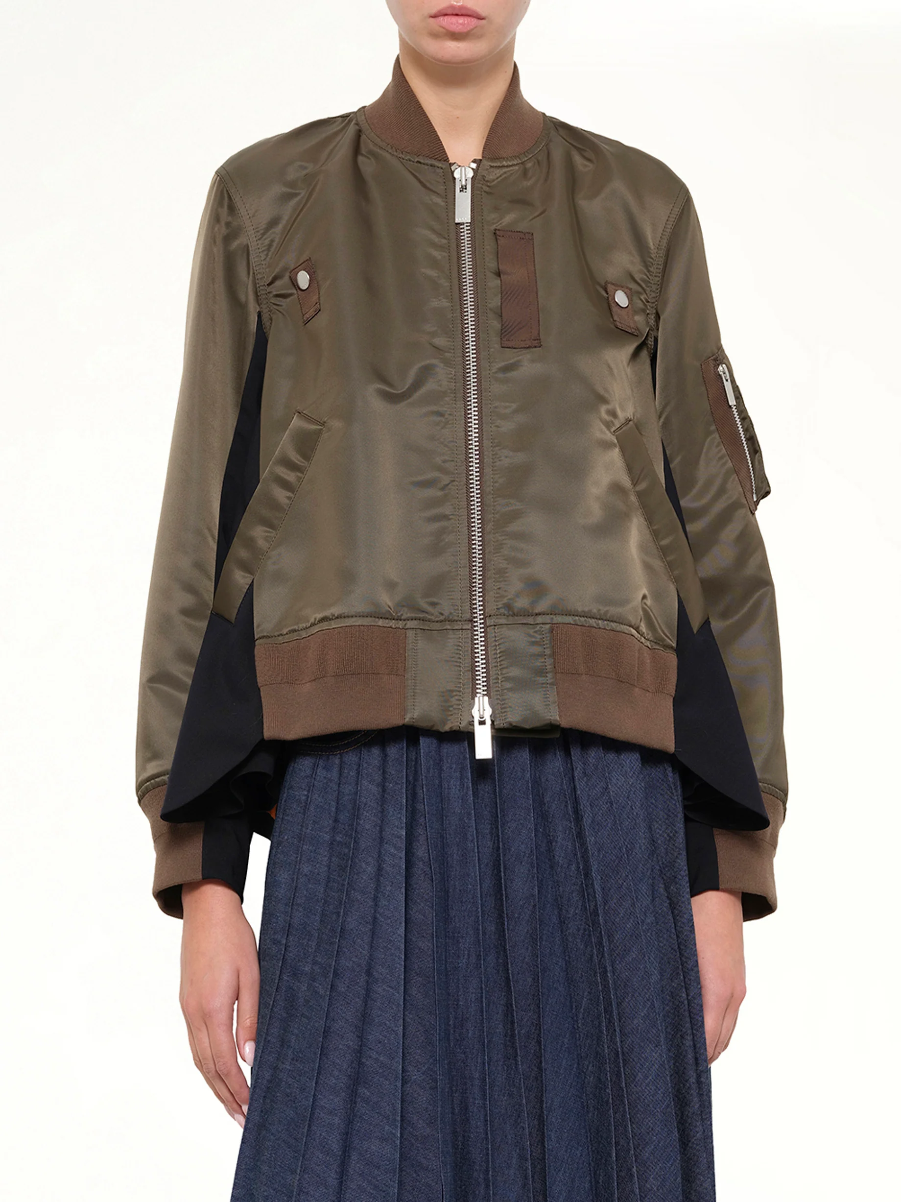 Nylon Twill x Wool Suiting Blouson in Dark Khaki - Image 6