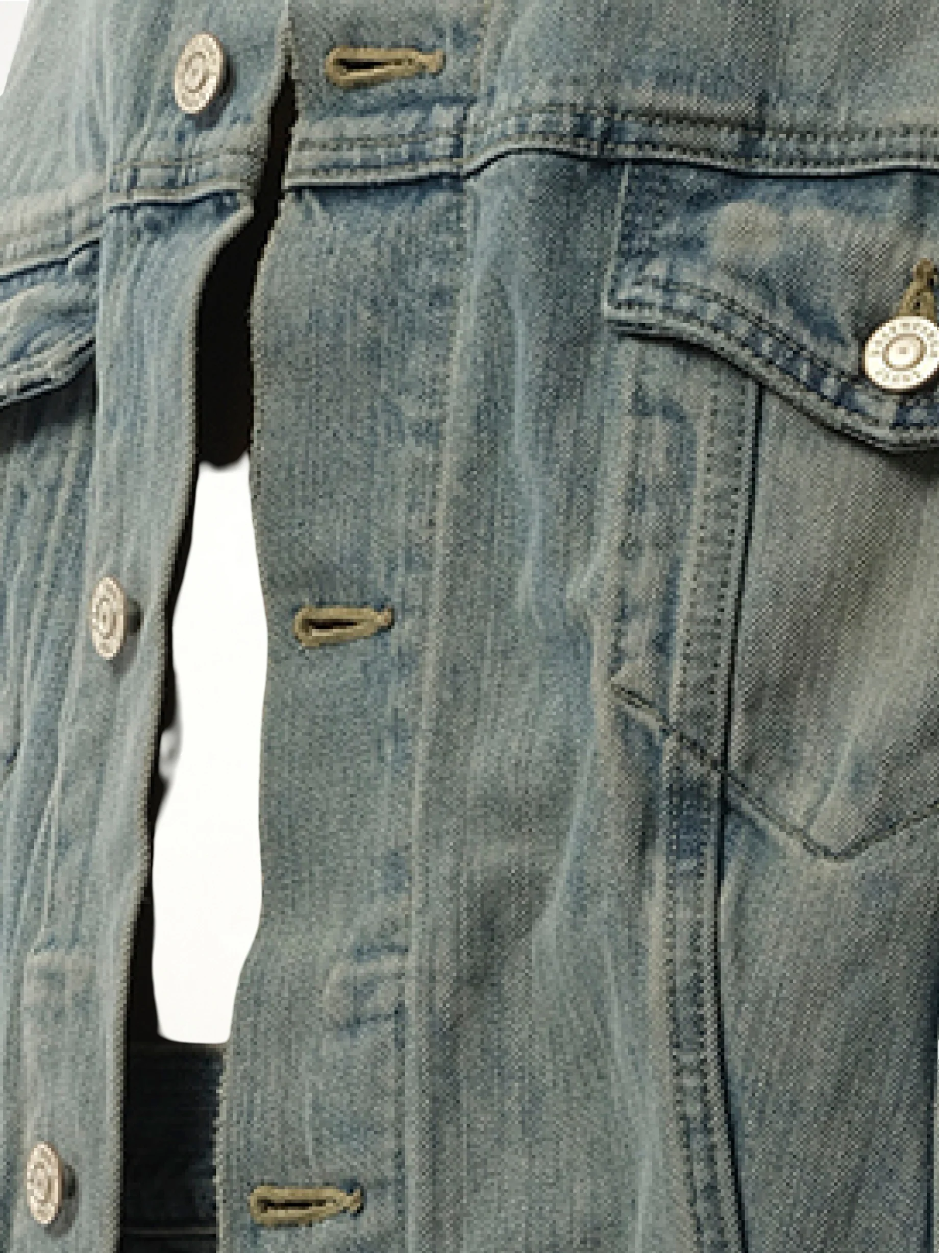 Off Shoulder Selvedge Denim Jacket in Blue - Image 3