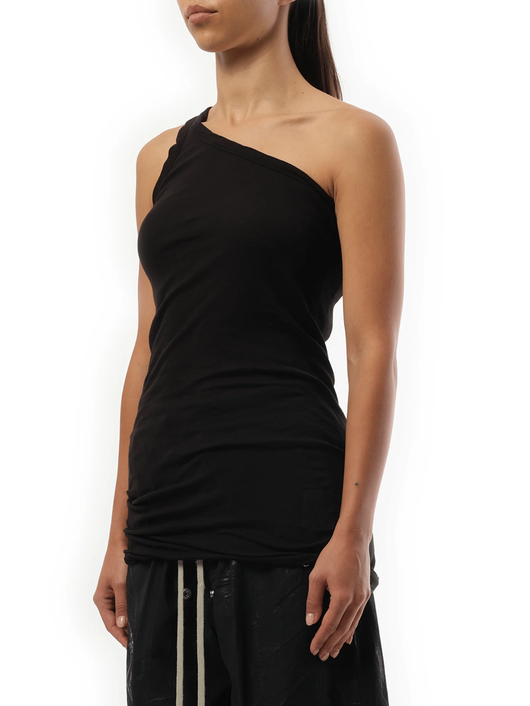 One Shoulder Tank Top in Black - Image 5
