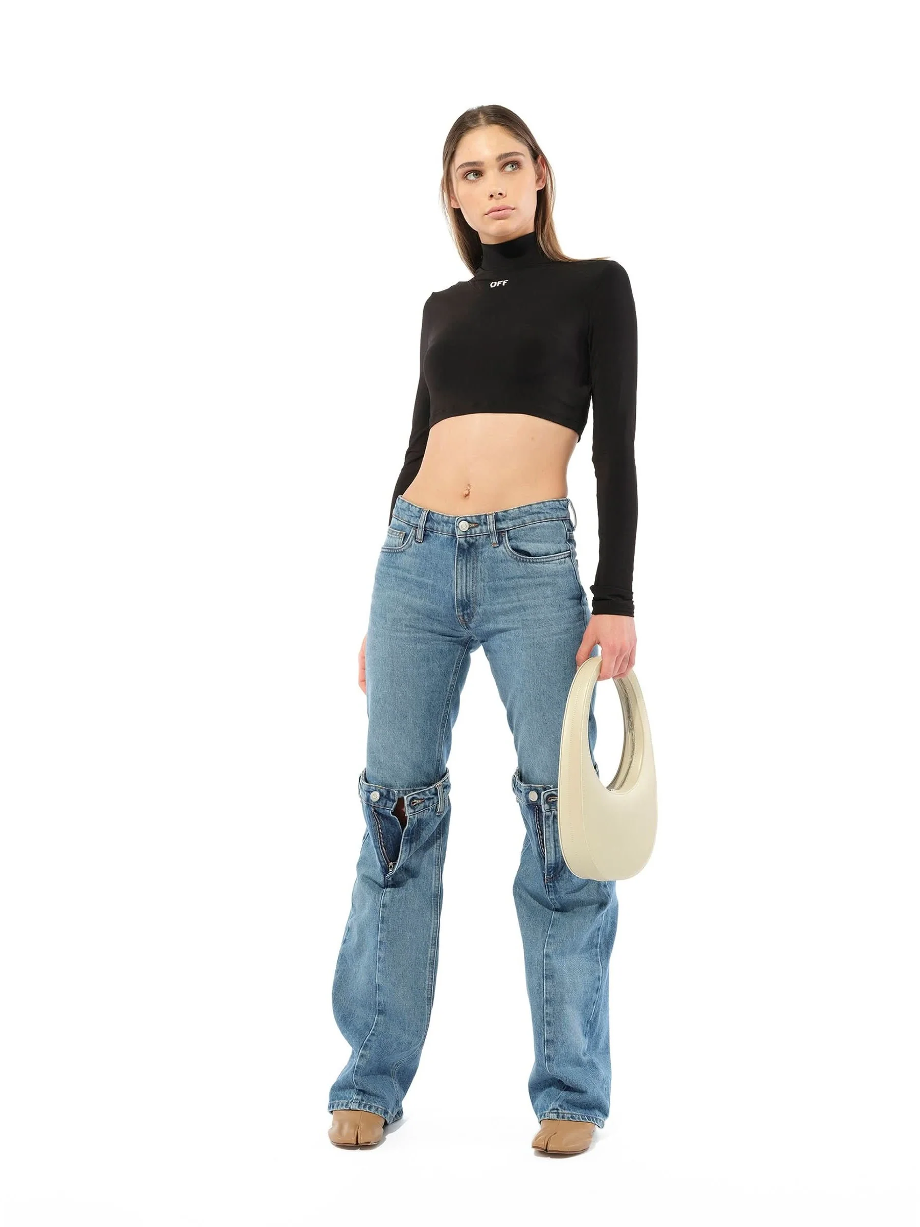 Open Knee Jeans in Washed Blue - Image 2