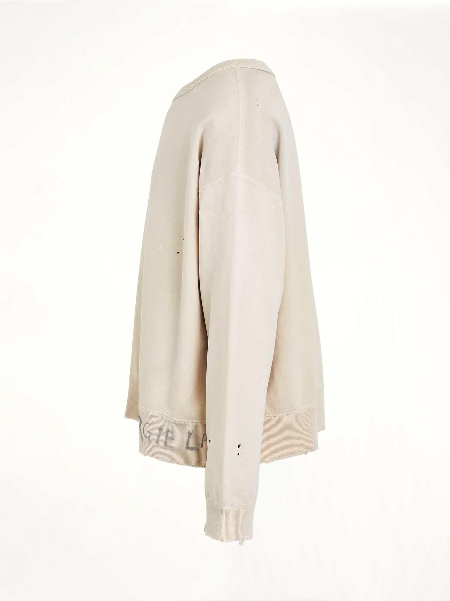 Open Neck Logo Sweatshirt in Dirty Ecru - Image 3