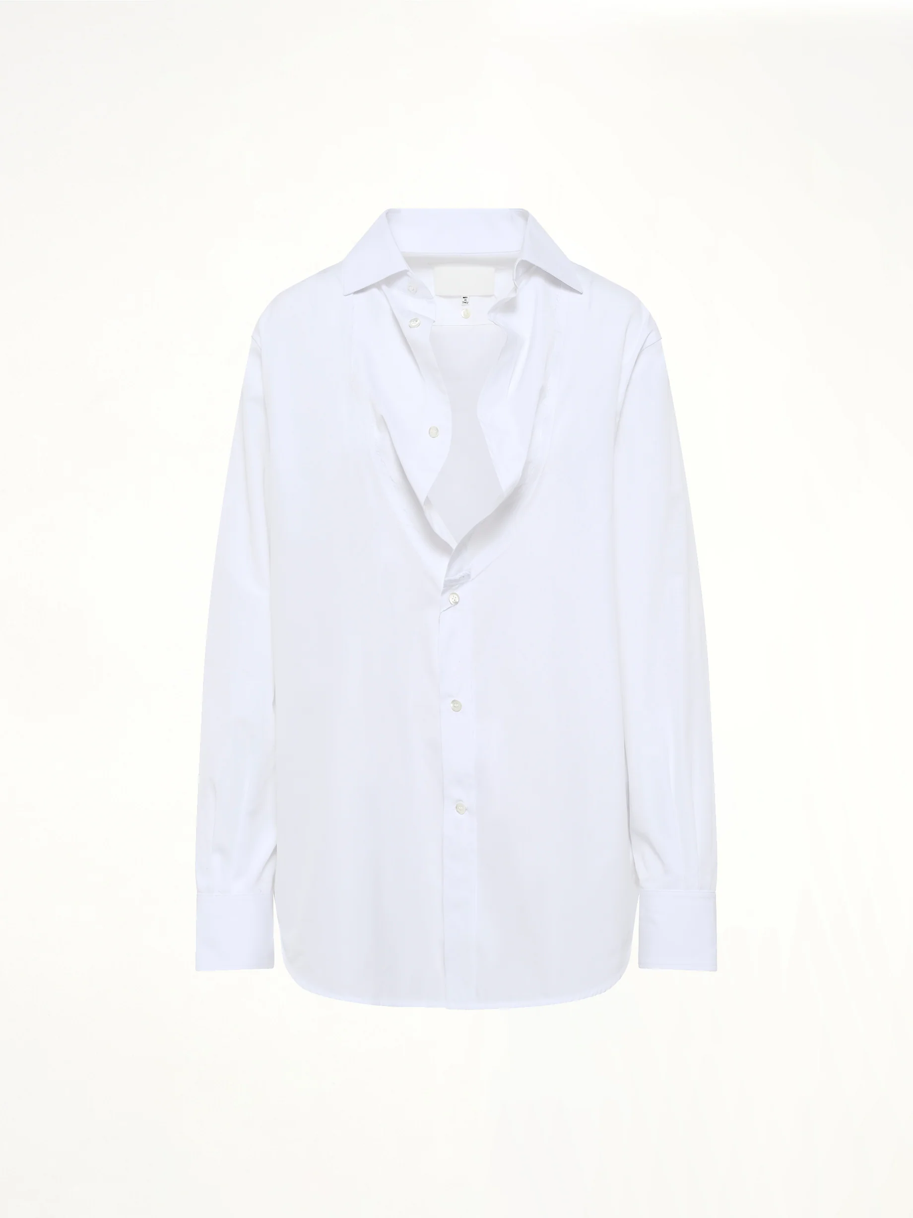 Open Neck Long Sleeve Shirt in White - Image 2