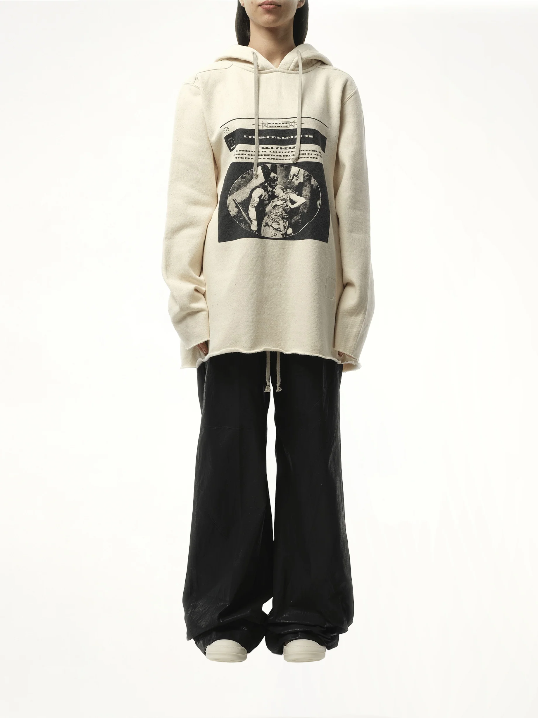 Opera Print Oversize Hoodie in Natural/Black - Image 4