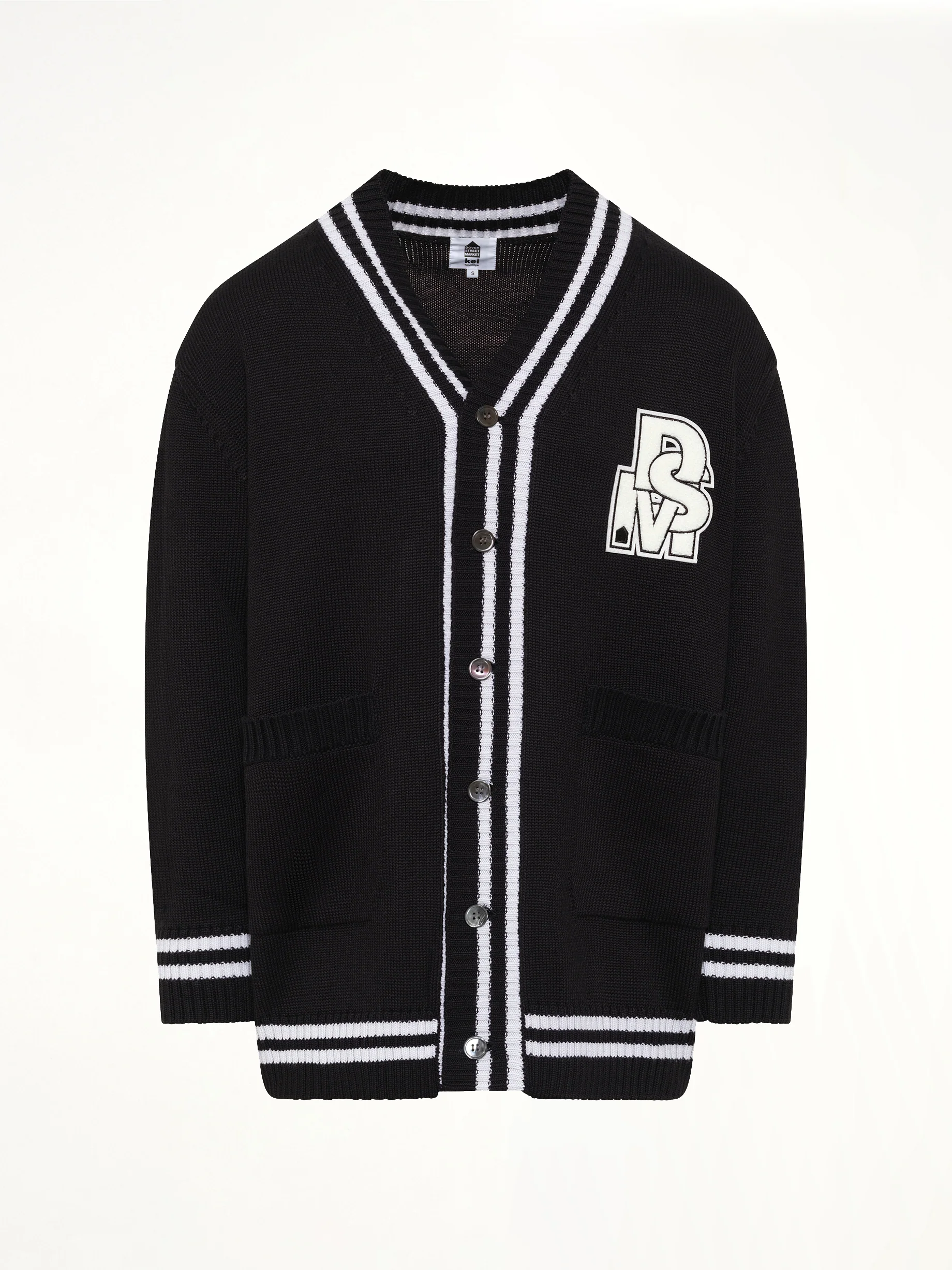 Oversized Cardigan with Patch in Black - Image 2