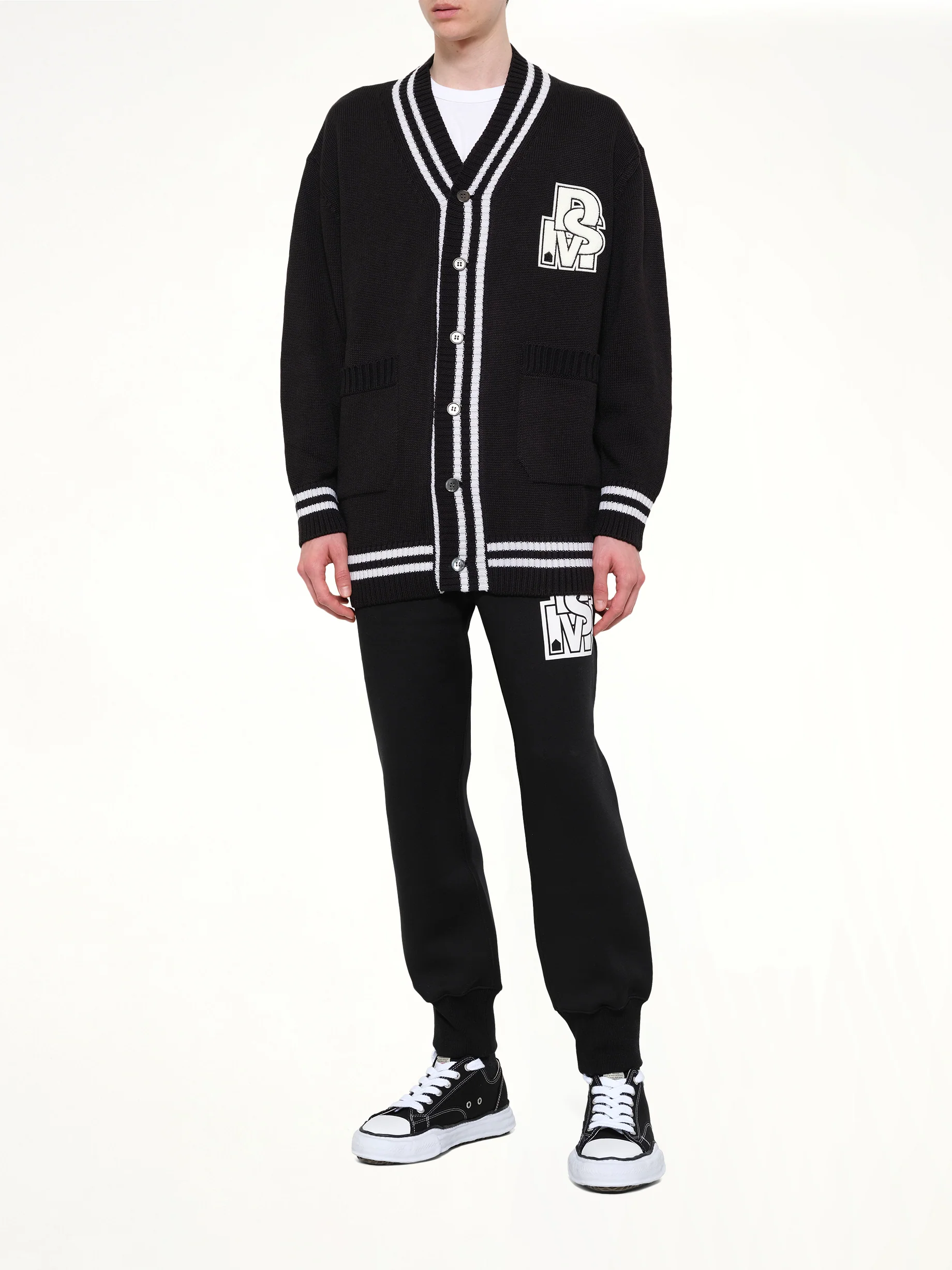 Oversized Cardigan with Patch in Black - Image 4