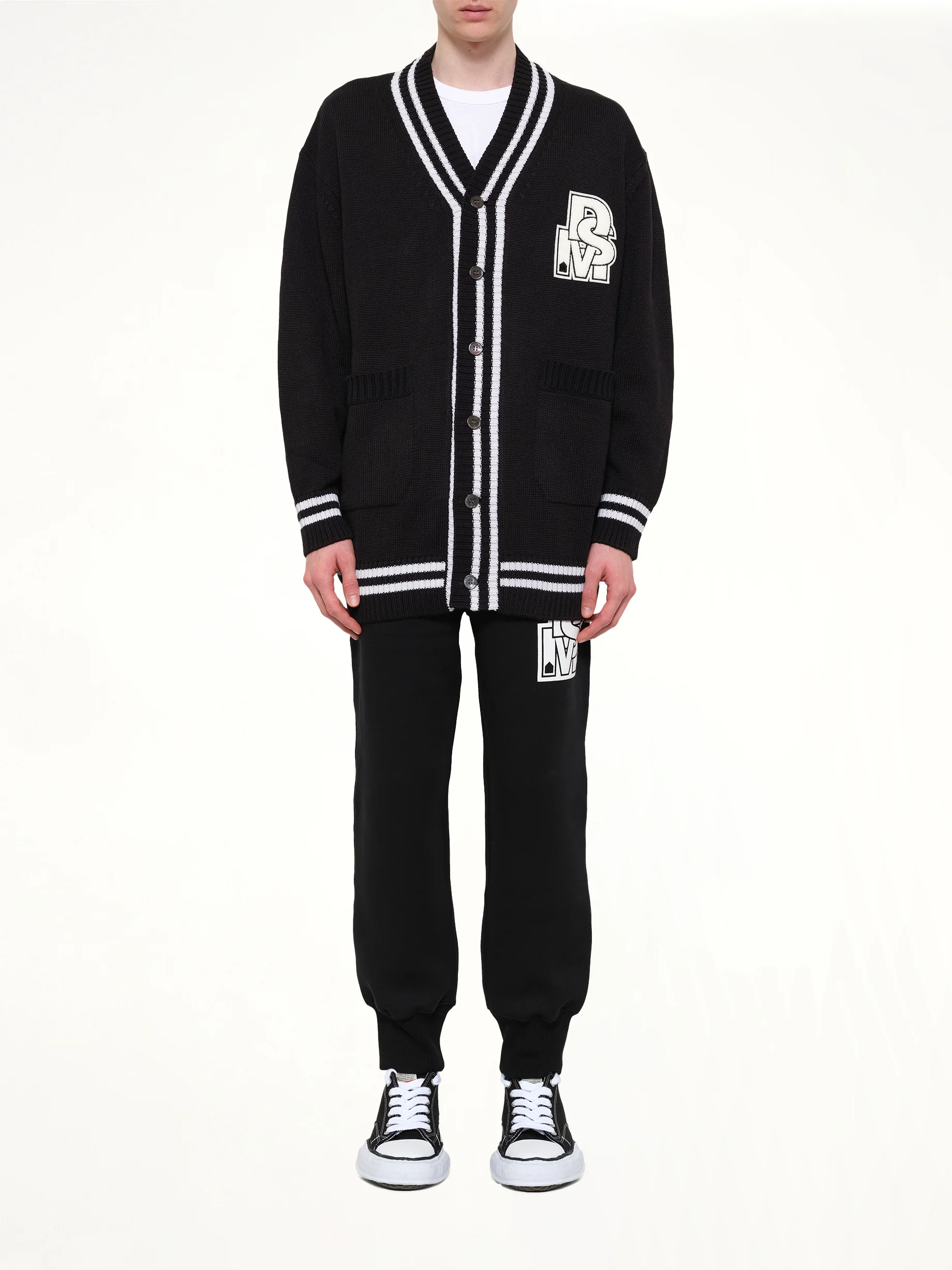 Oversized Cardigan with Patch in Black - Image 7