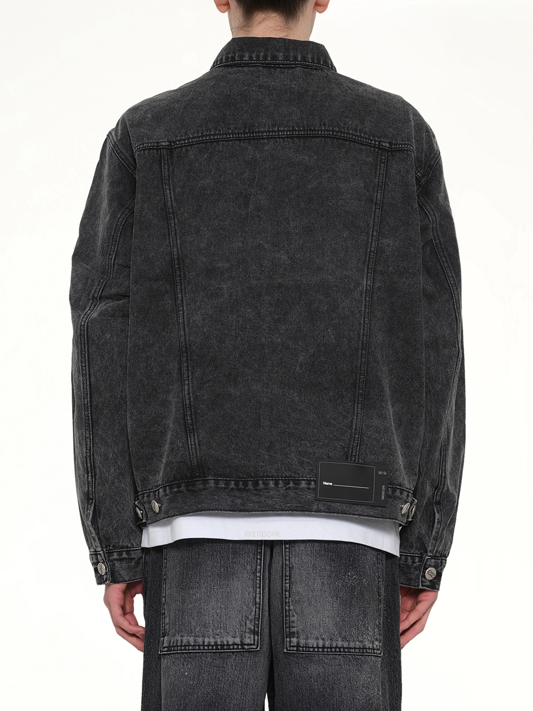 Oversized Denim Jacket in Washed Black - Image 5