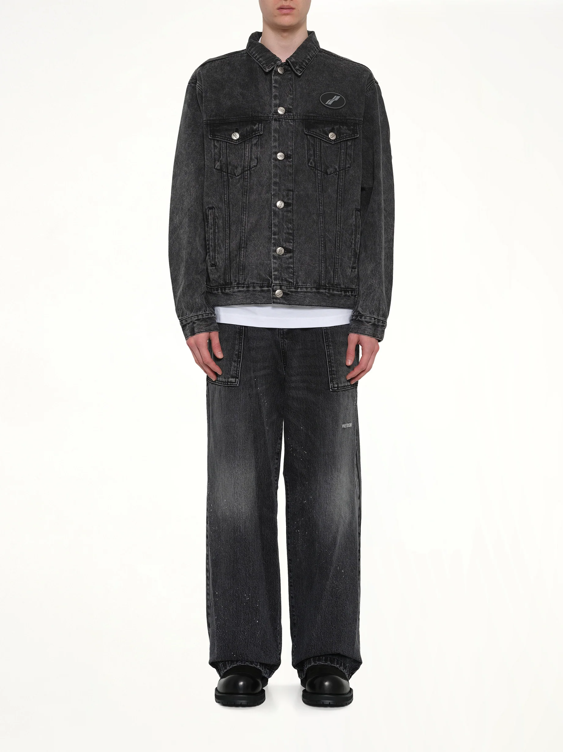 Oversized Denim Jacket in Washed Black - Image 7