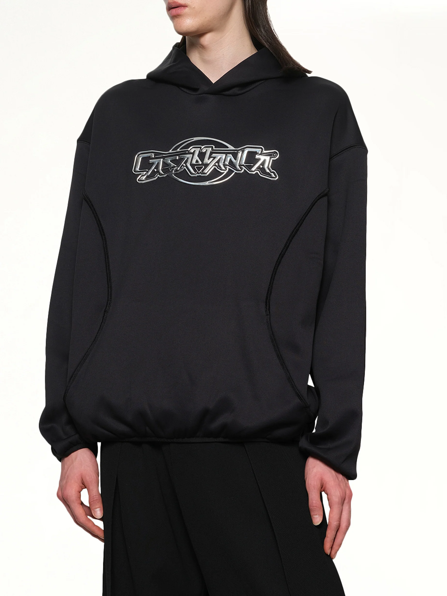 Oversized Panelled Hoodie in Black - Image 6
